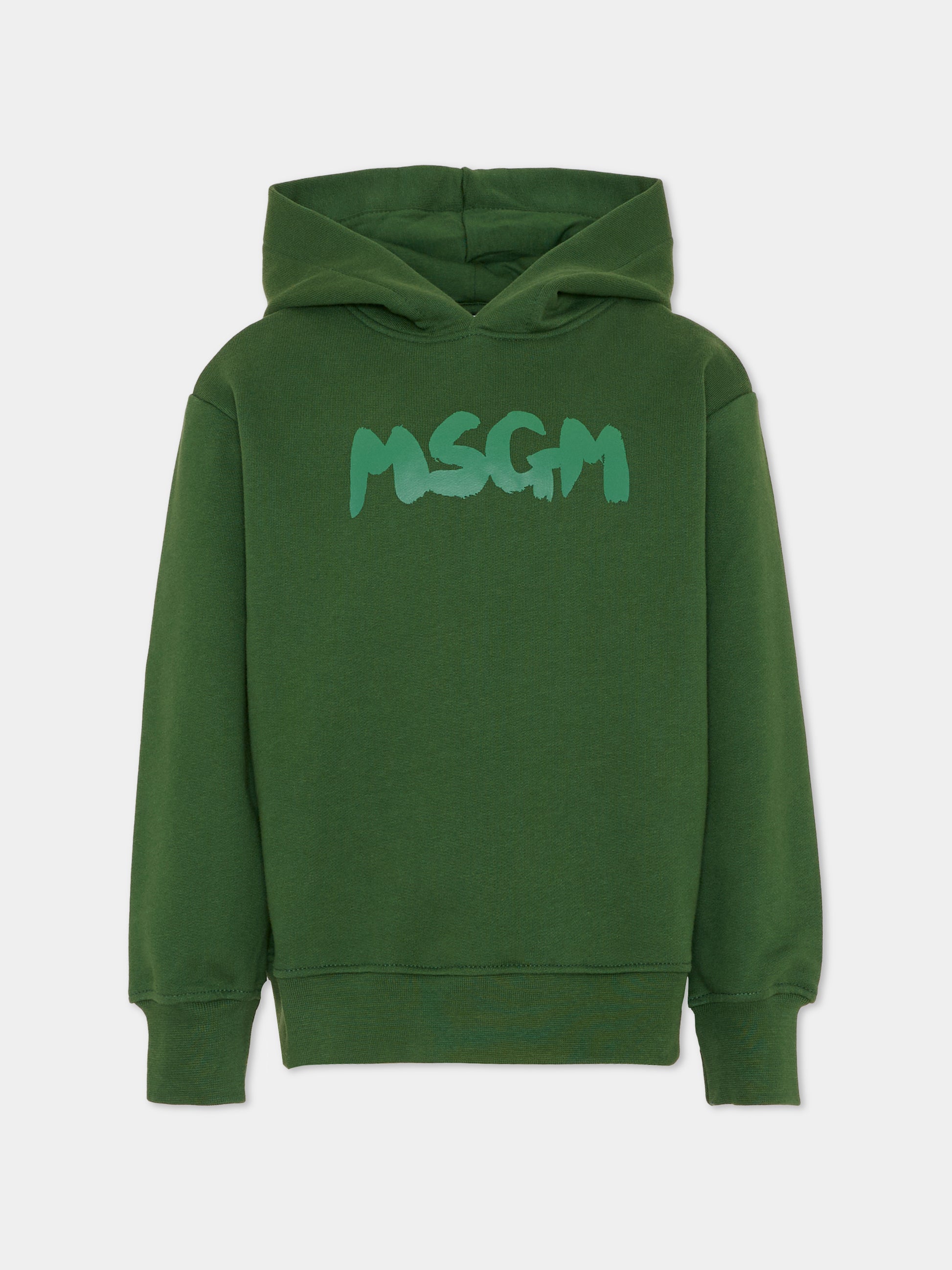 Felpa verde per bambini con logo,Msgm Kids,F5MSJUHS021 MS039