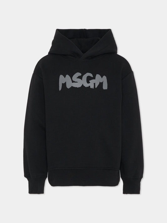 Felpa nera per bambini con logo,Msgm Kids,F5MSJUHS021 110