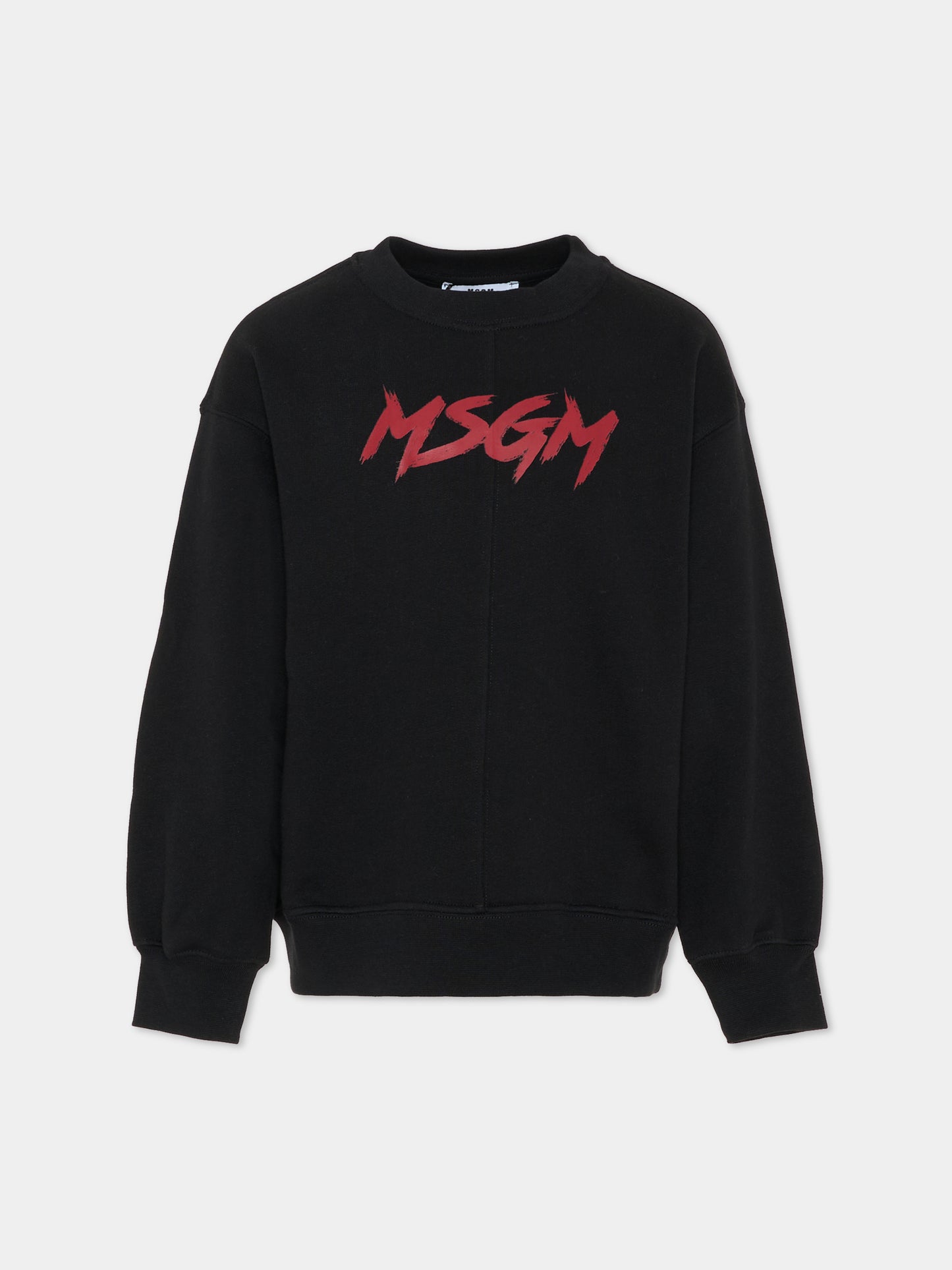 Felpa nera per bambini con logo rosso,Msgm Kids,F5MSJUSW049 110