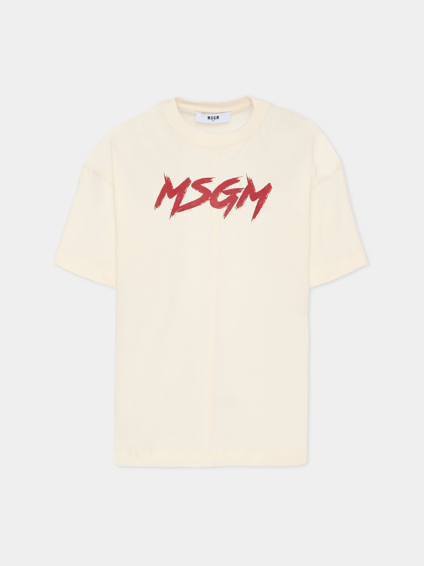 T-shirt avorio per bambino con logo,Msgm Kids,F5MSJUTH050 013