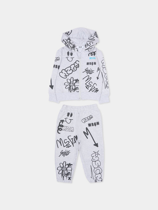Completo grigio per neonato con stampa graffiti,Msgm Kids,F5MSNBSF295 107