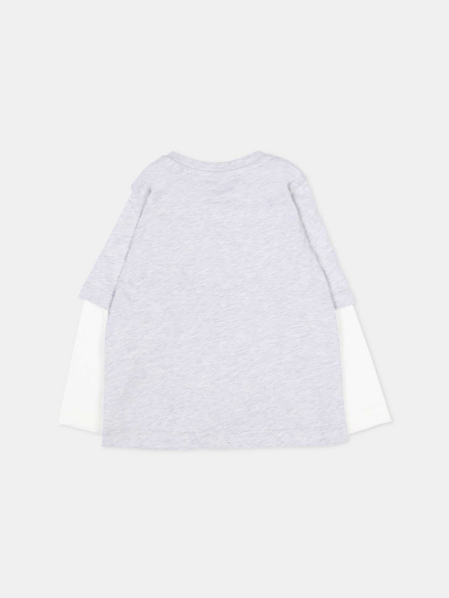 T-shirt grigia per neonato con logo,Msgm Kids,F5MSNBTH297 107