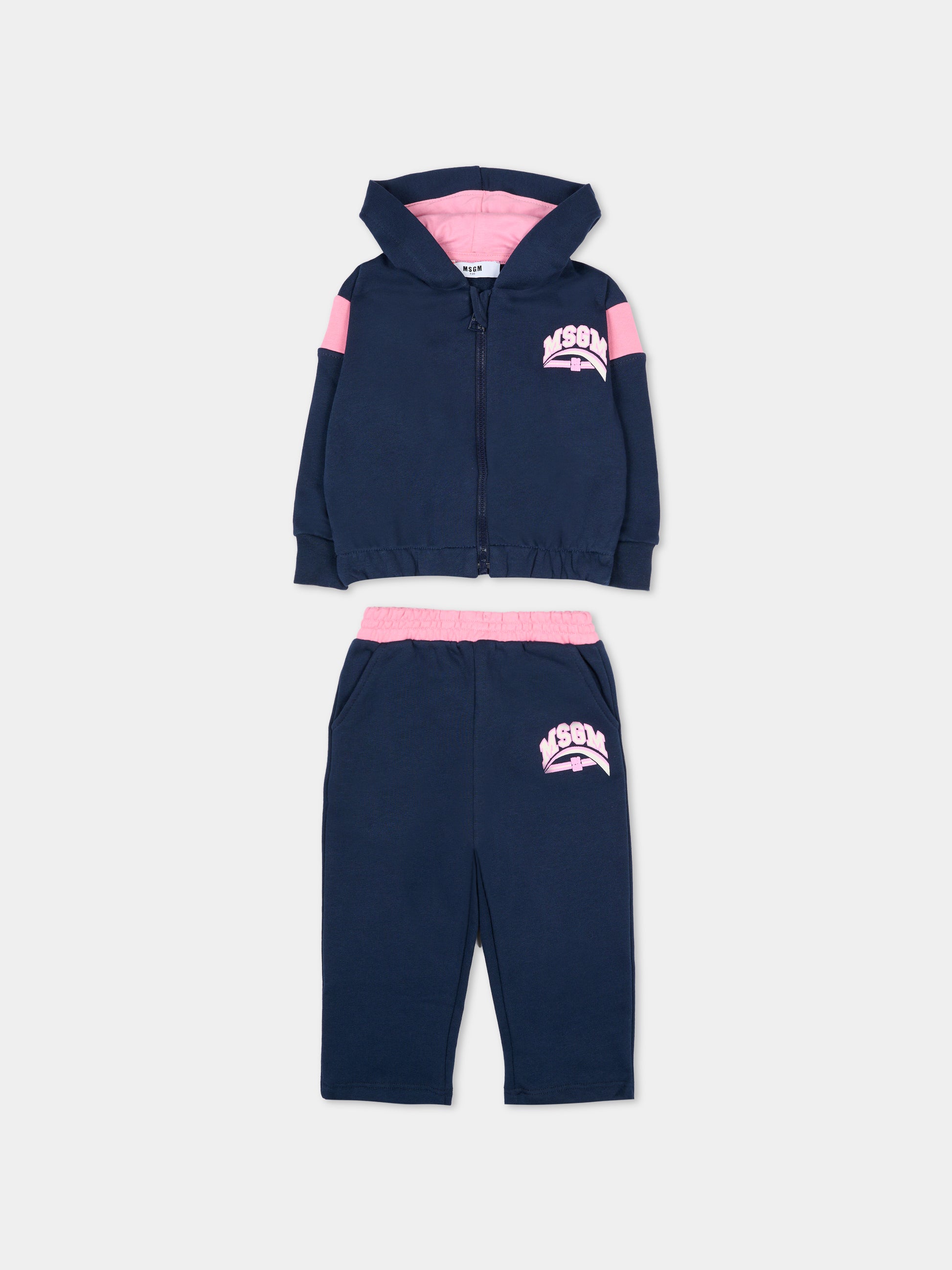 Completo blu per neonata con logo,Msgm Kids,F5MSNGSF291 MS032