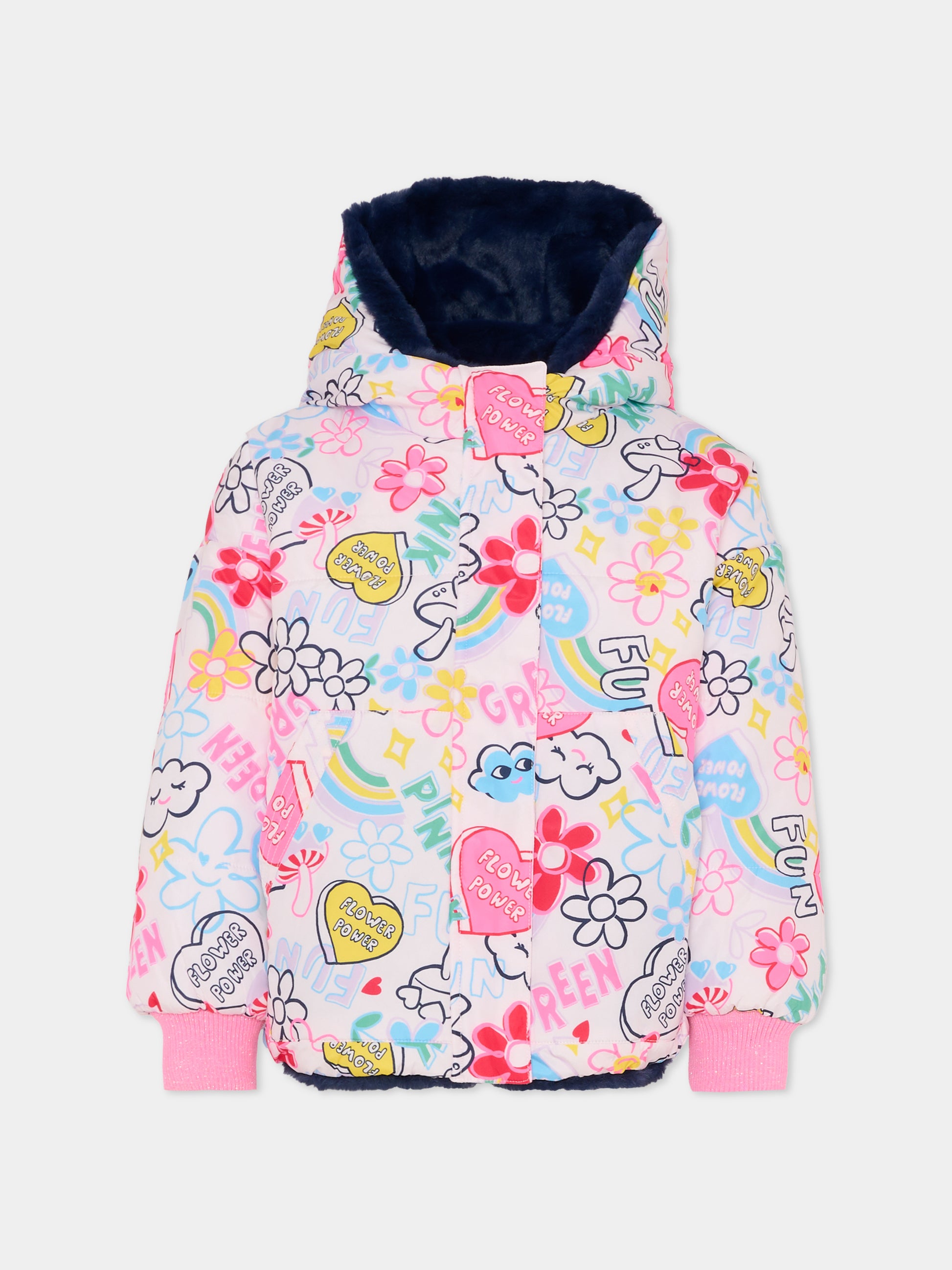 Piumino reversibile multicolor per bambina con stampa graffiti,Billieblush,U20432 473