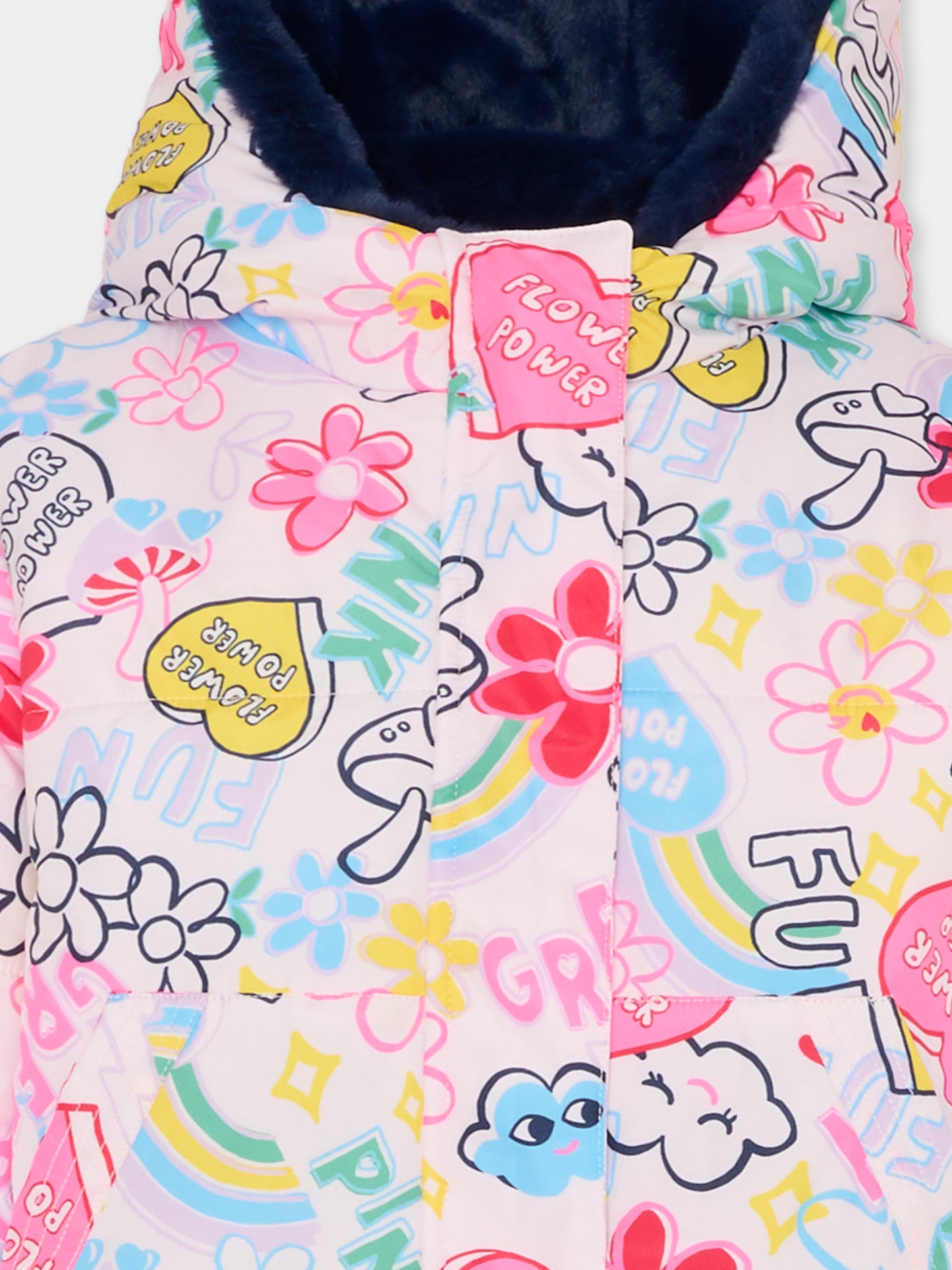 Piumino reversibile multicolor per bambina con stampa graffiti,Billieblush,U20432 473