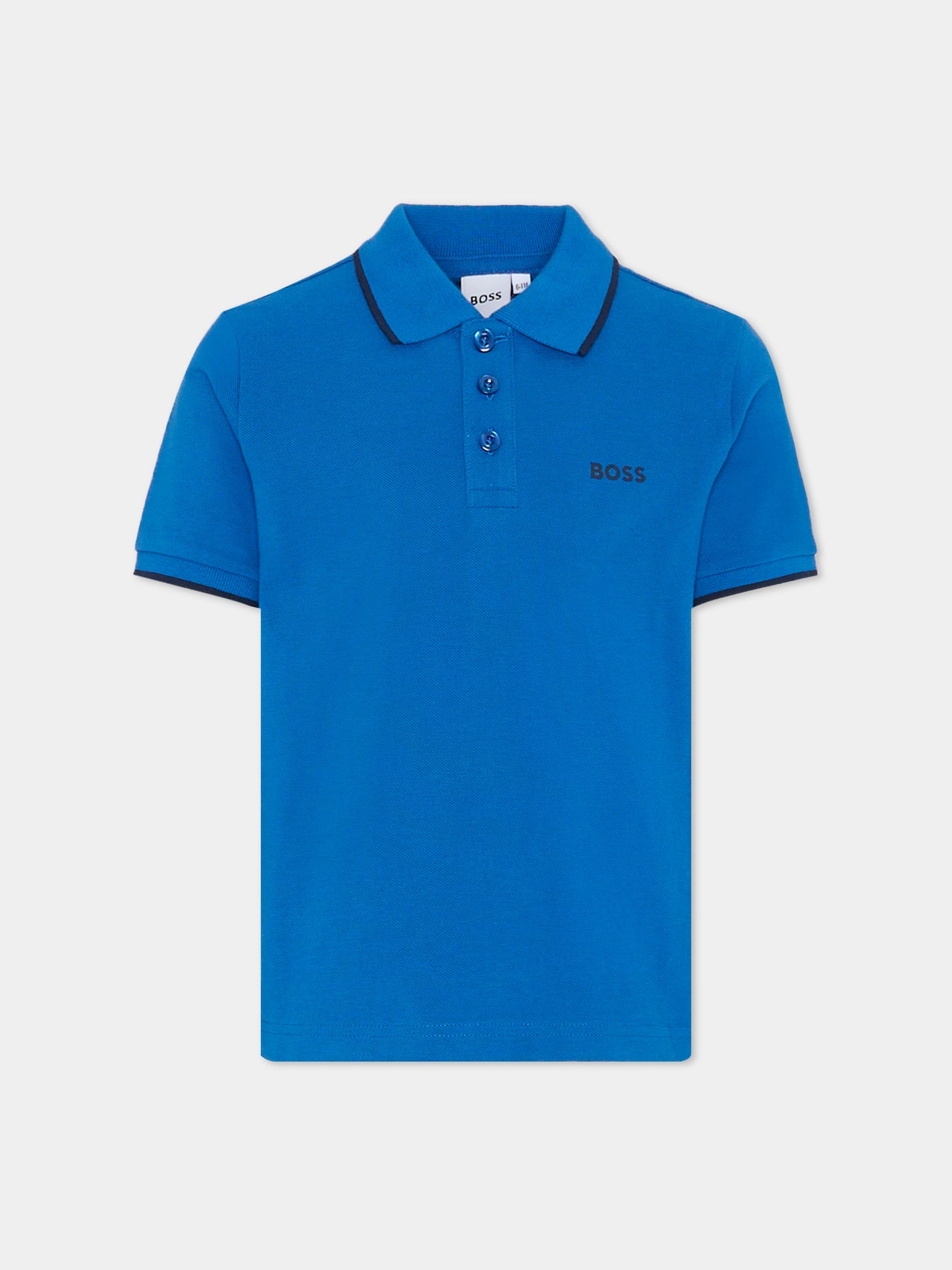 Polo blu per bambino con logo,Boss,J51163 87A