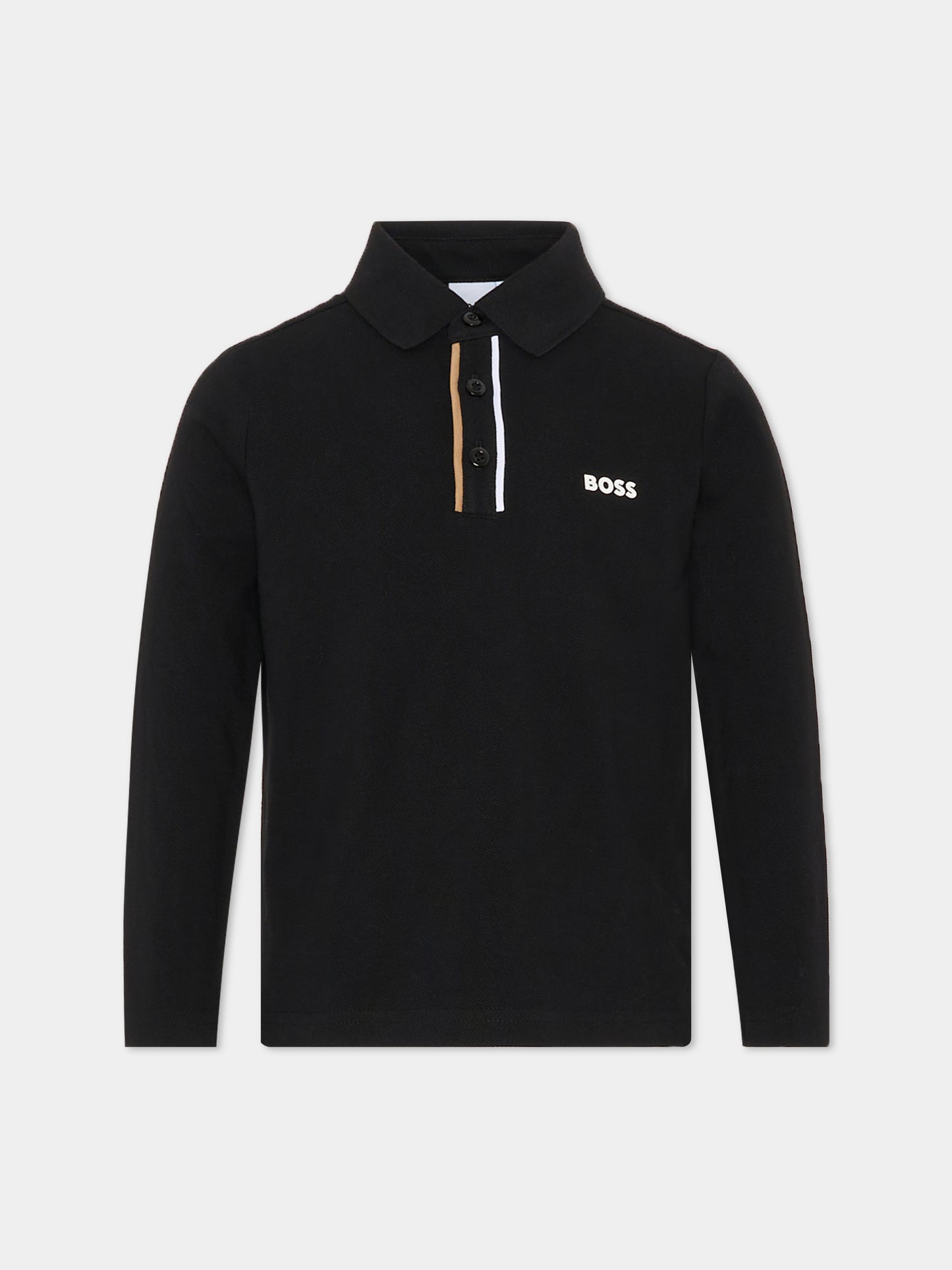 Polo nera per bambino con logo,Boss,J51175 09B