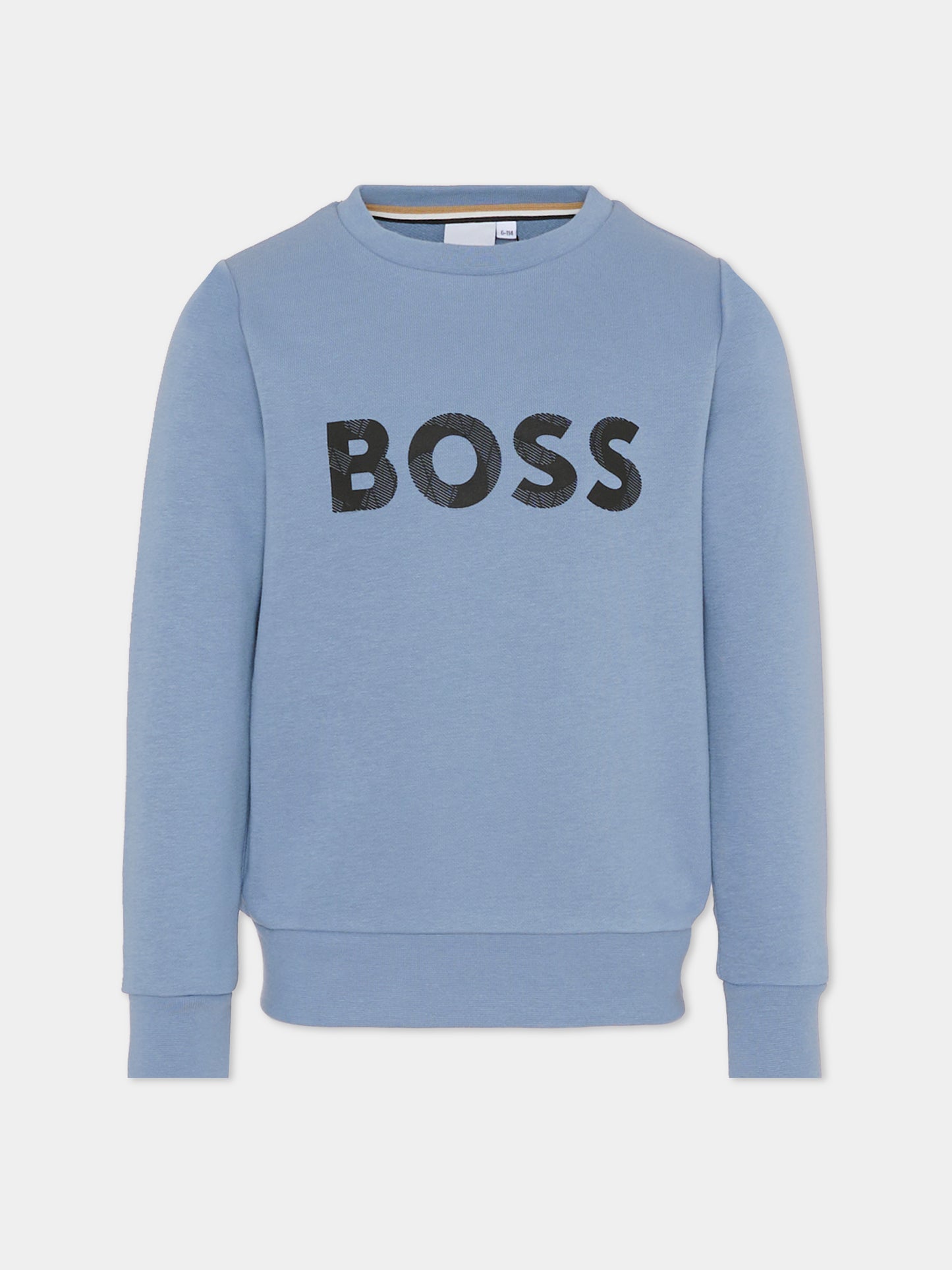 Felpa celeste per bambino con logo,Boss,J51191 049