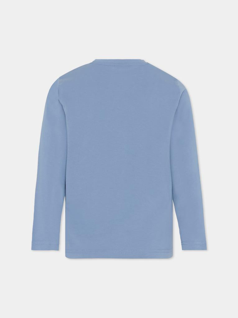 T-shirt celeste per bambino con logo,Boss,J51211 049