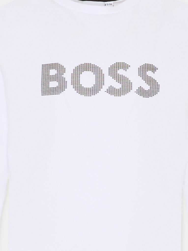 T-shirt bianca per bambino con logo,Boss,J51218 10P