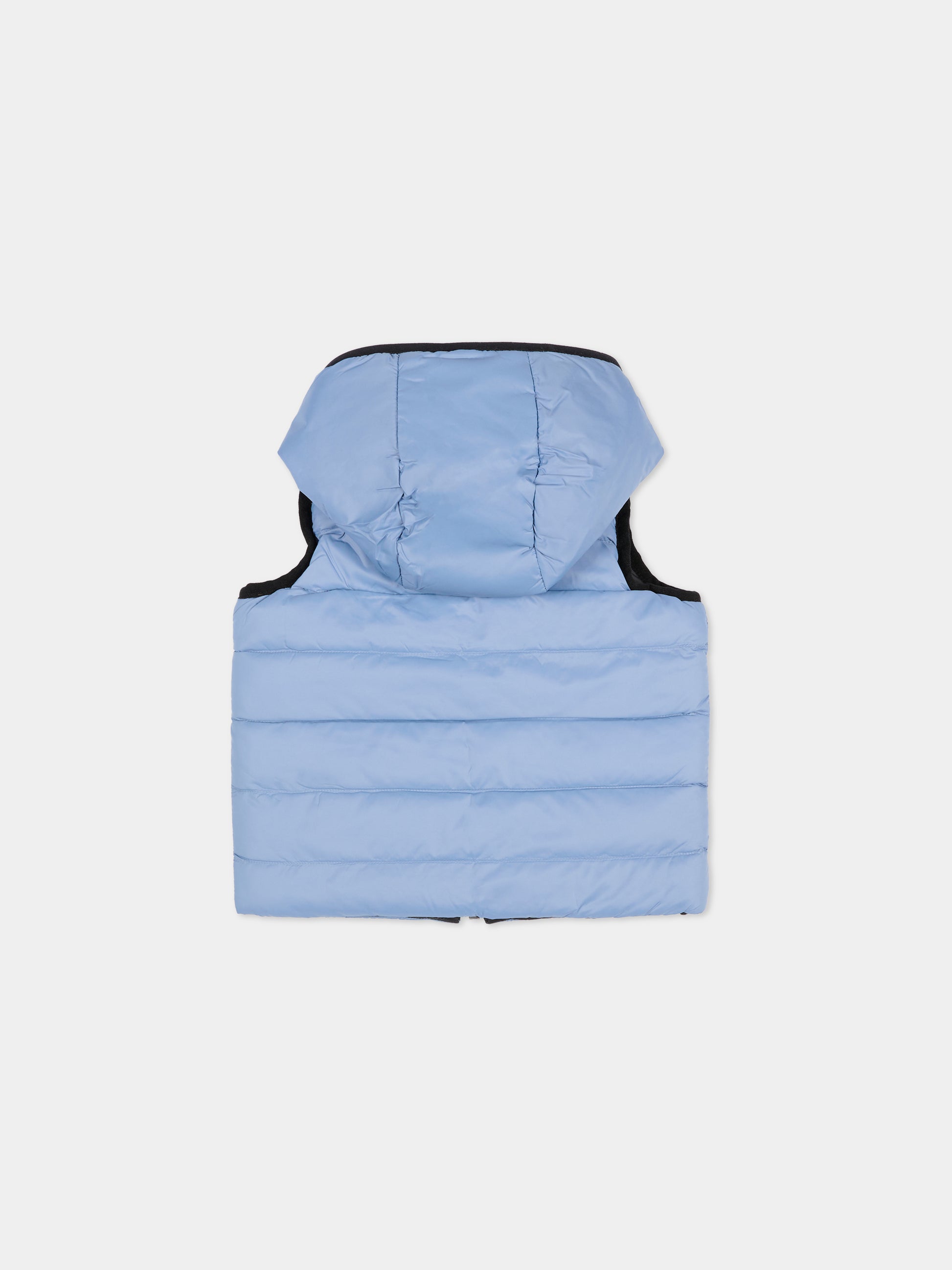 Gilet reversibile celeste per neonato con logo,Boss,J51255 049