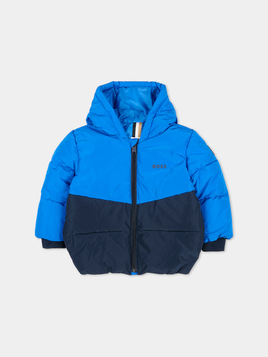 Piumino blu per neonato con logo,Boss,J51256 87A