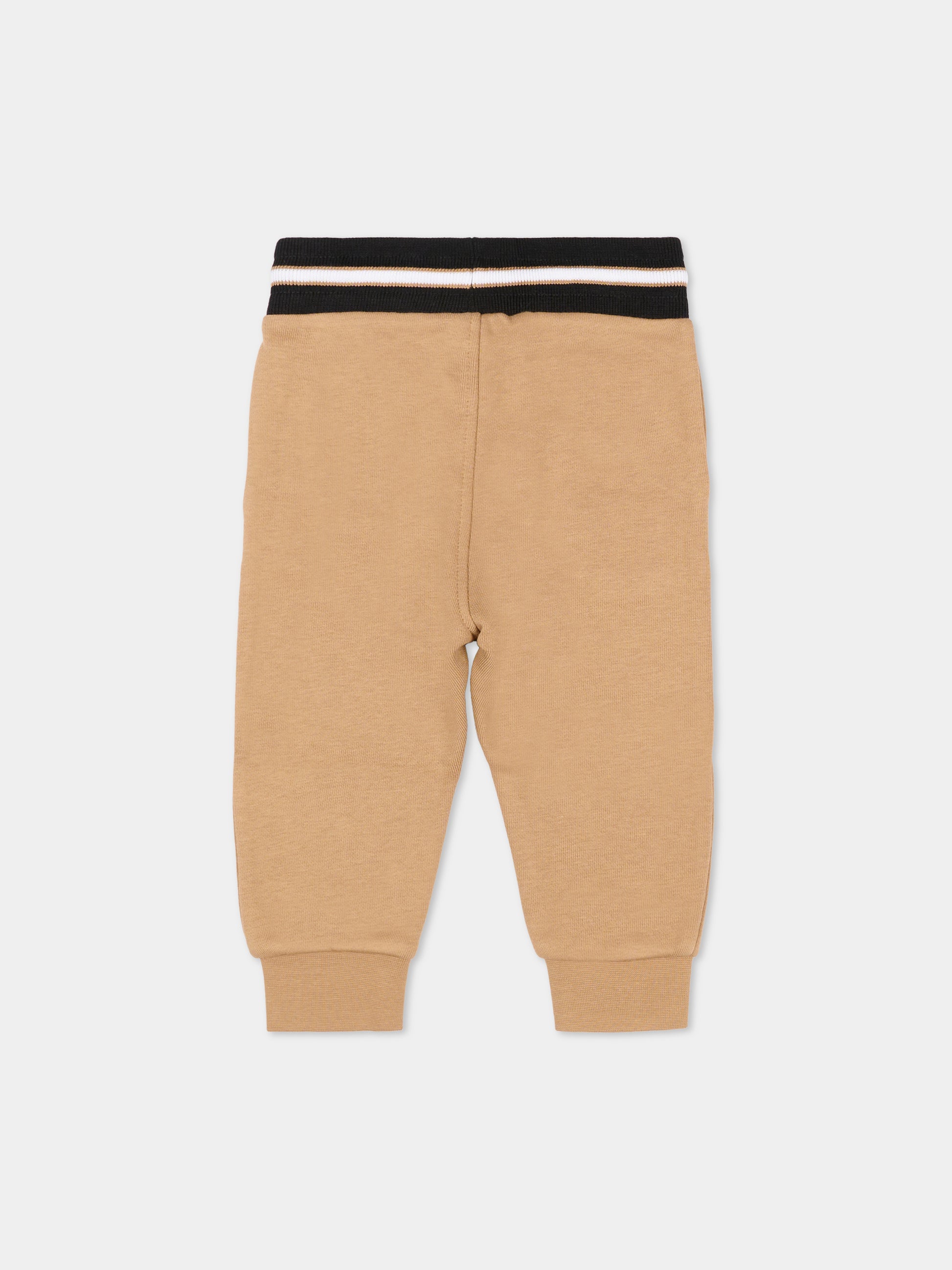 Pantaloni marroni per neonato con logo,Boss,J51272 269