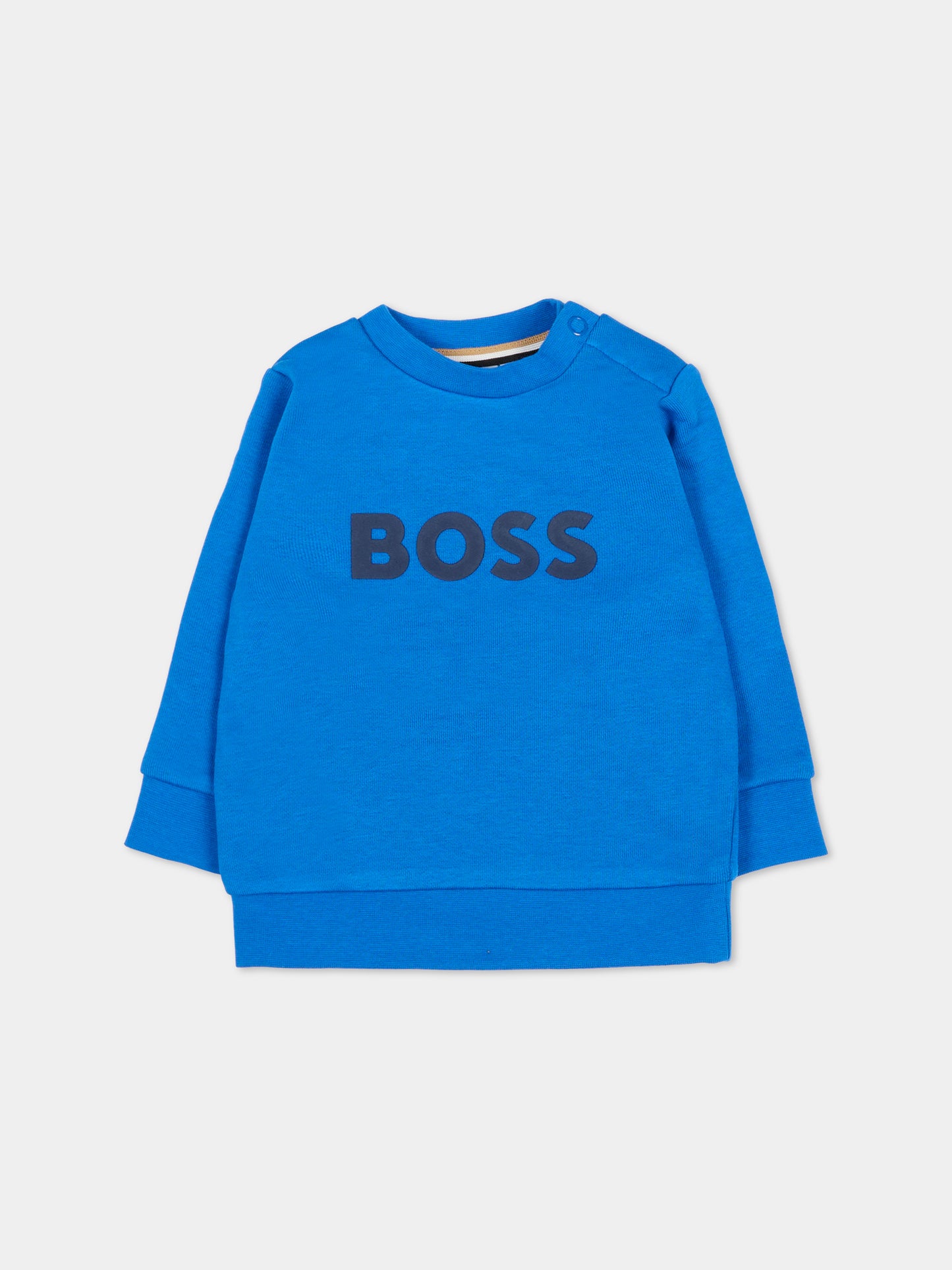 Felpa blu per neonato con logo,Boss,J51289 87A