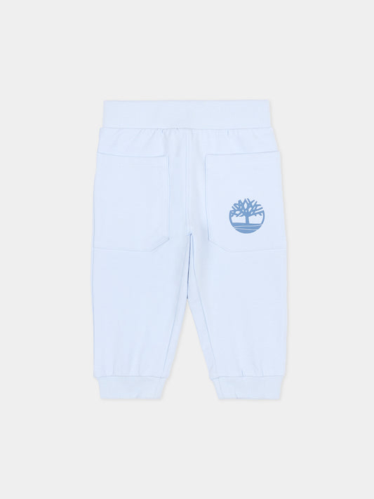 Pantaloni celesti per neonato con logo,Timberland,T60233 771