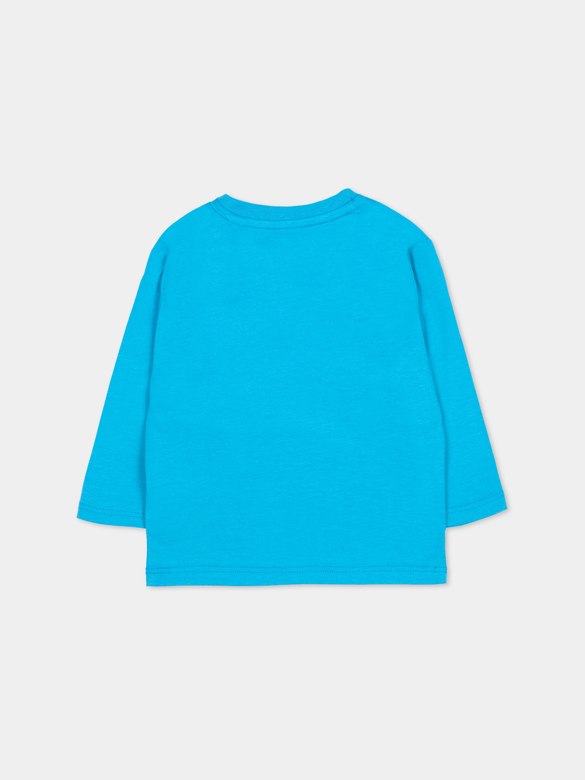 T-shirt azzurra per neonato con stampa albero,Timberland,T60251 83E