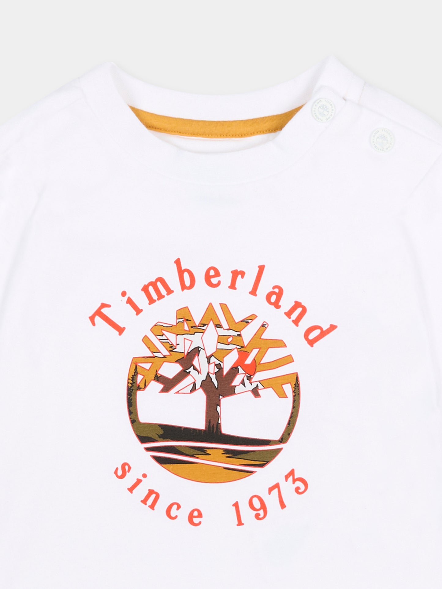 T-shirt bianca per neonato con logo,Timberland,T60255 10P