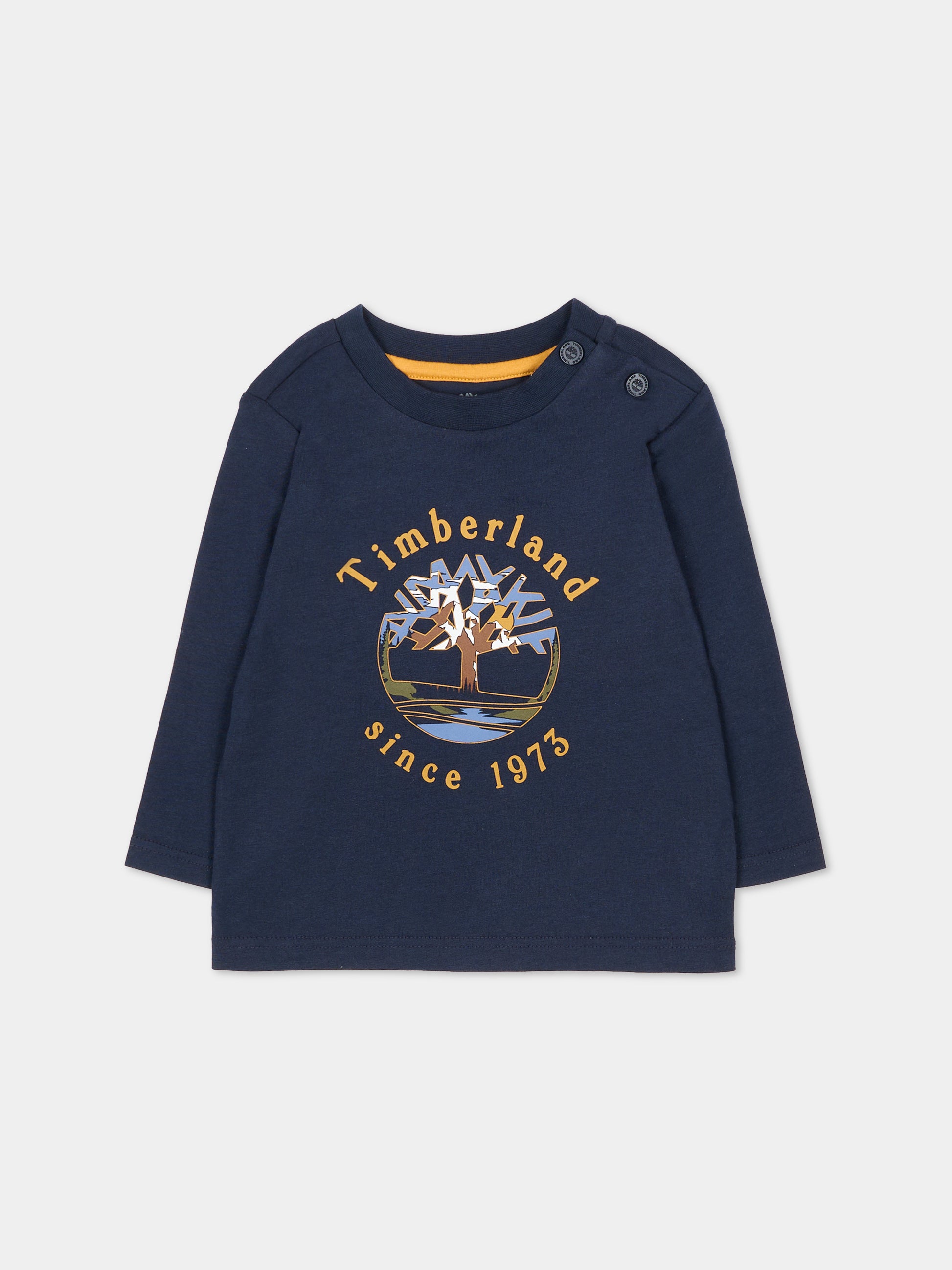 T-shirt blu per neonato con logo,Timberland,T60255 83D