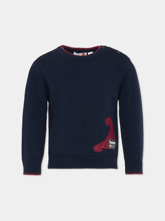 Maglione blu per bambino con dinosauro,Timberland,T60261 83D