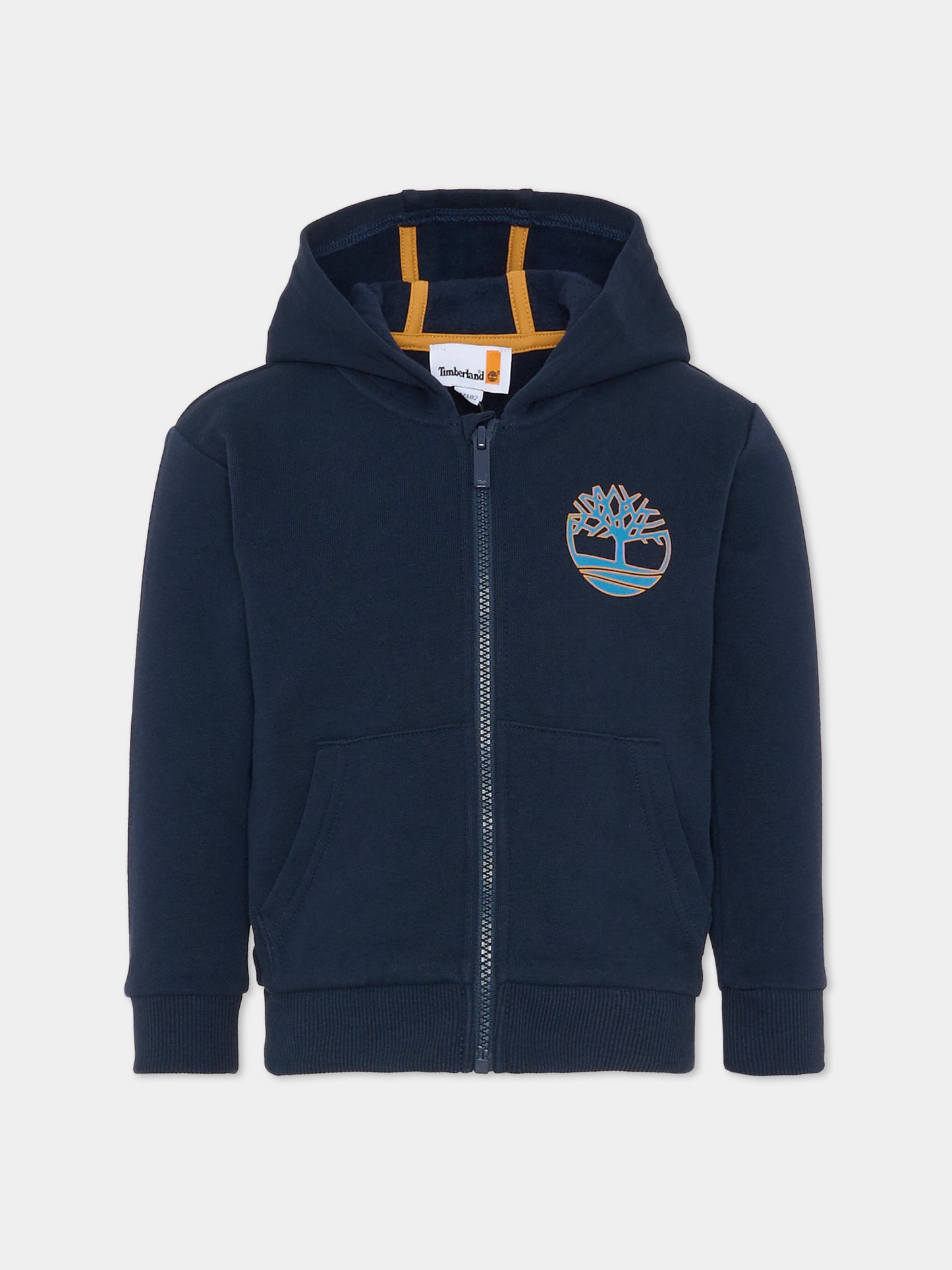 Felpa blu per bambino con stampa albero,Timberland,T60262 83D