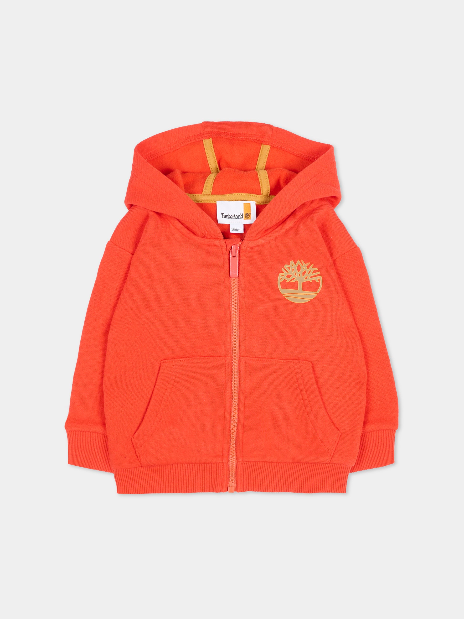 Felpa rossa per neonato con logo,Timberland,T60262 98G