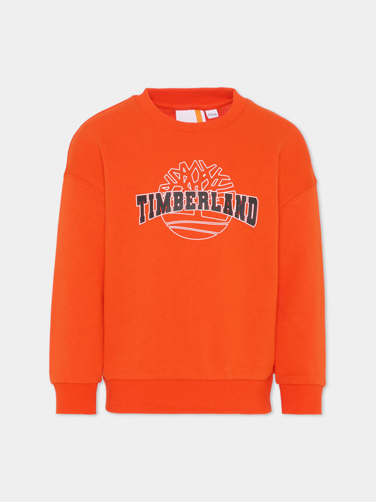 Felpa rossa per bambino con logo,Timberland,T60315 98G