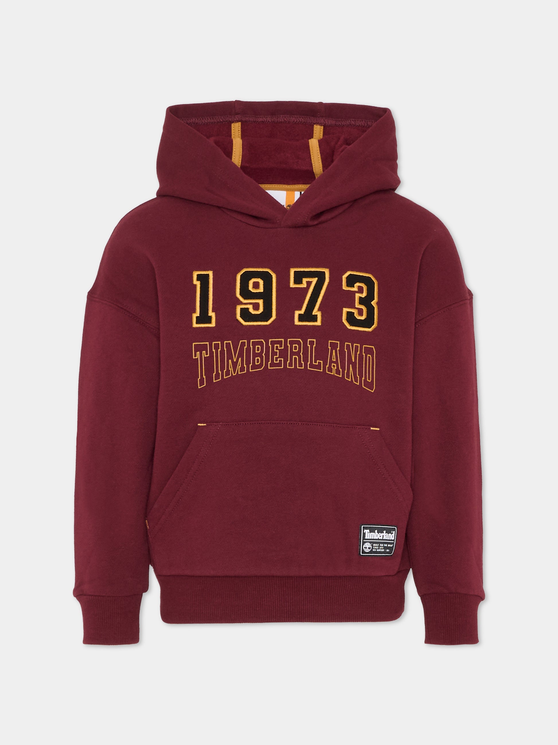 Felpa bordeaux per bambino con logo,Timberland,T60317 95A