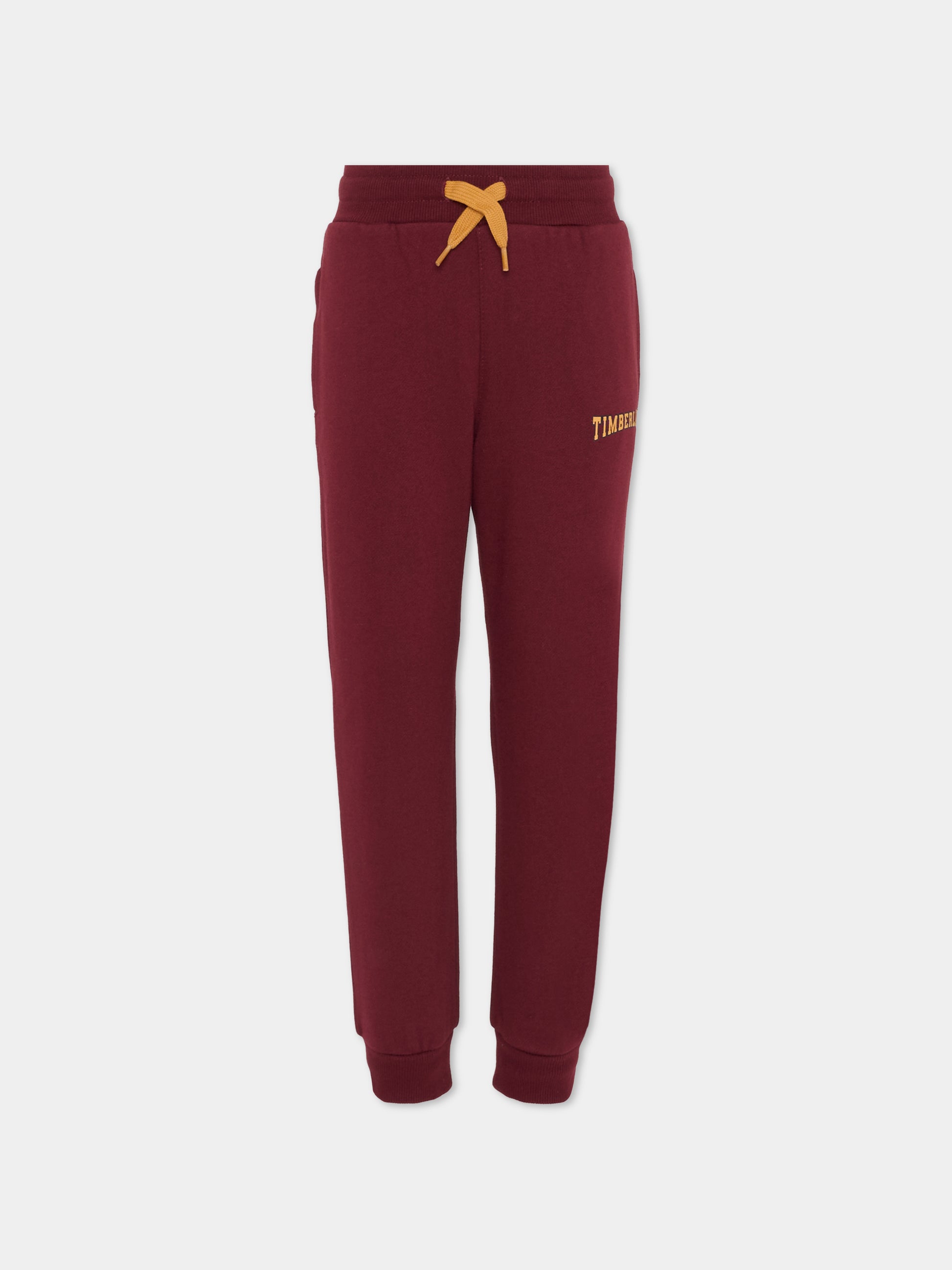 Pantaloni bordeaux per bambino con logo,Timberland,T60329 95A