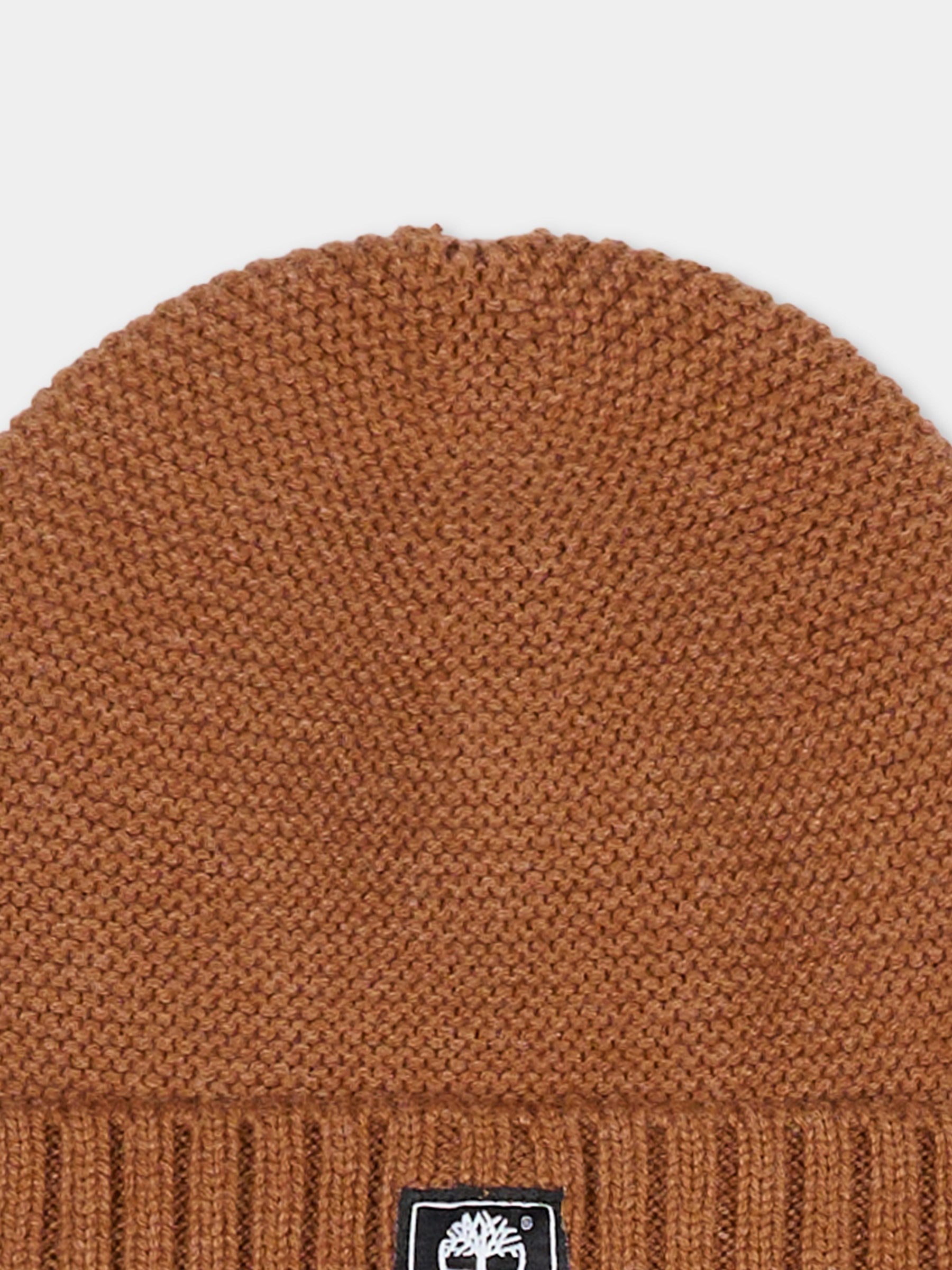 Berretto marrone per neonato con logo,Timberland,T60353 327