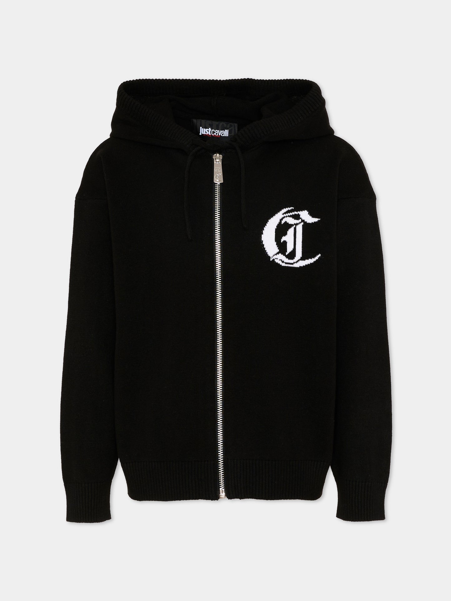 Felpa nera per bambini con logo,Just Cavalli Kids,JBP26002MA BLACK