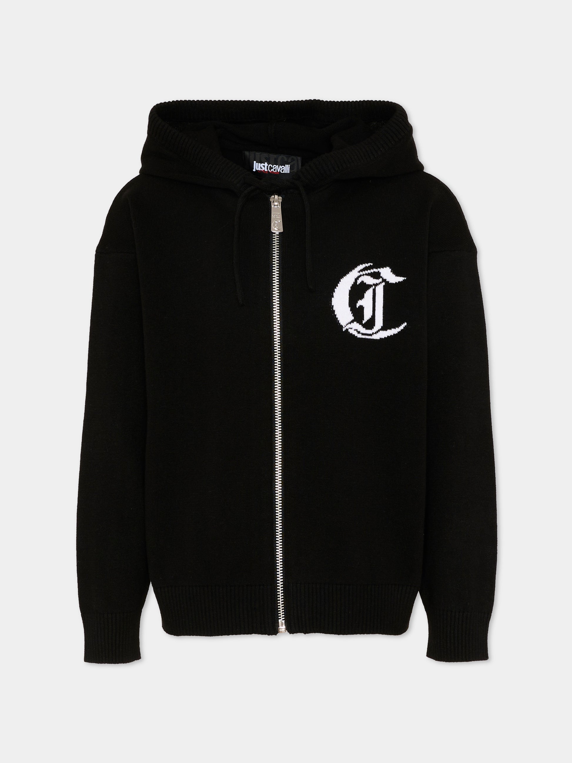 Felpa nera per bambini con logo,Just Cavalli Kids,JBP26002MA BLACK