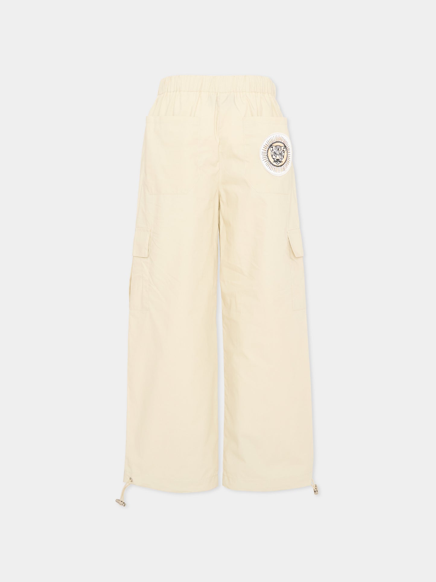 Pantaloni beige per bambino con patch logo,Just Cavalli Kids,JBP26119PA BEIGE CASTLE WALL