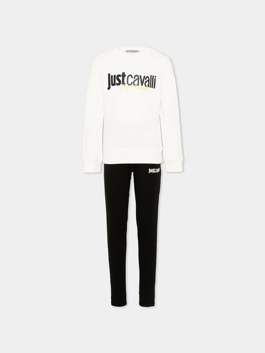 Completo sportivo bianco per bambina con logo,Just Cavalli Kids,JGP26011CF WHITE