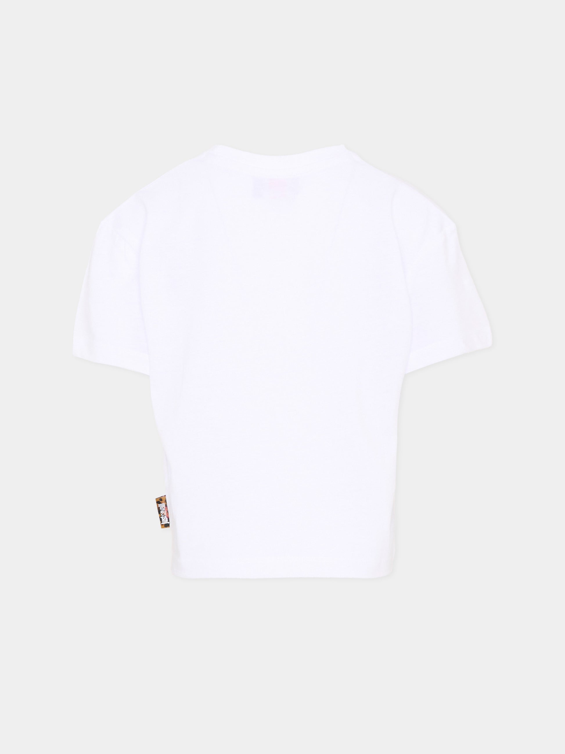 T-shirt bianca per bambina con logo,Just Cavalli Kids,JGP26085TS WHITE
