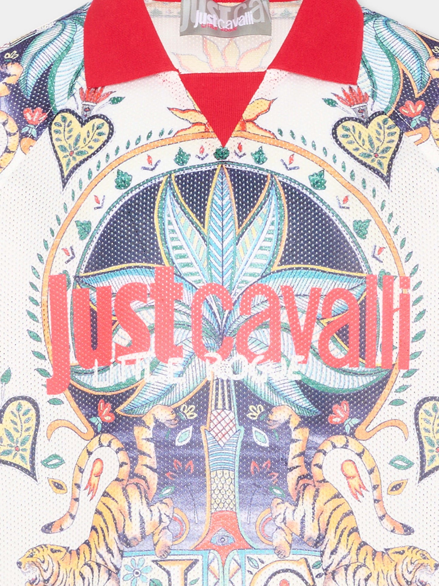 Polo multicolor per bambino con logo,Just Cavalli Kids,JGP26106PO PALM PRISTINE