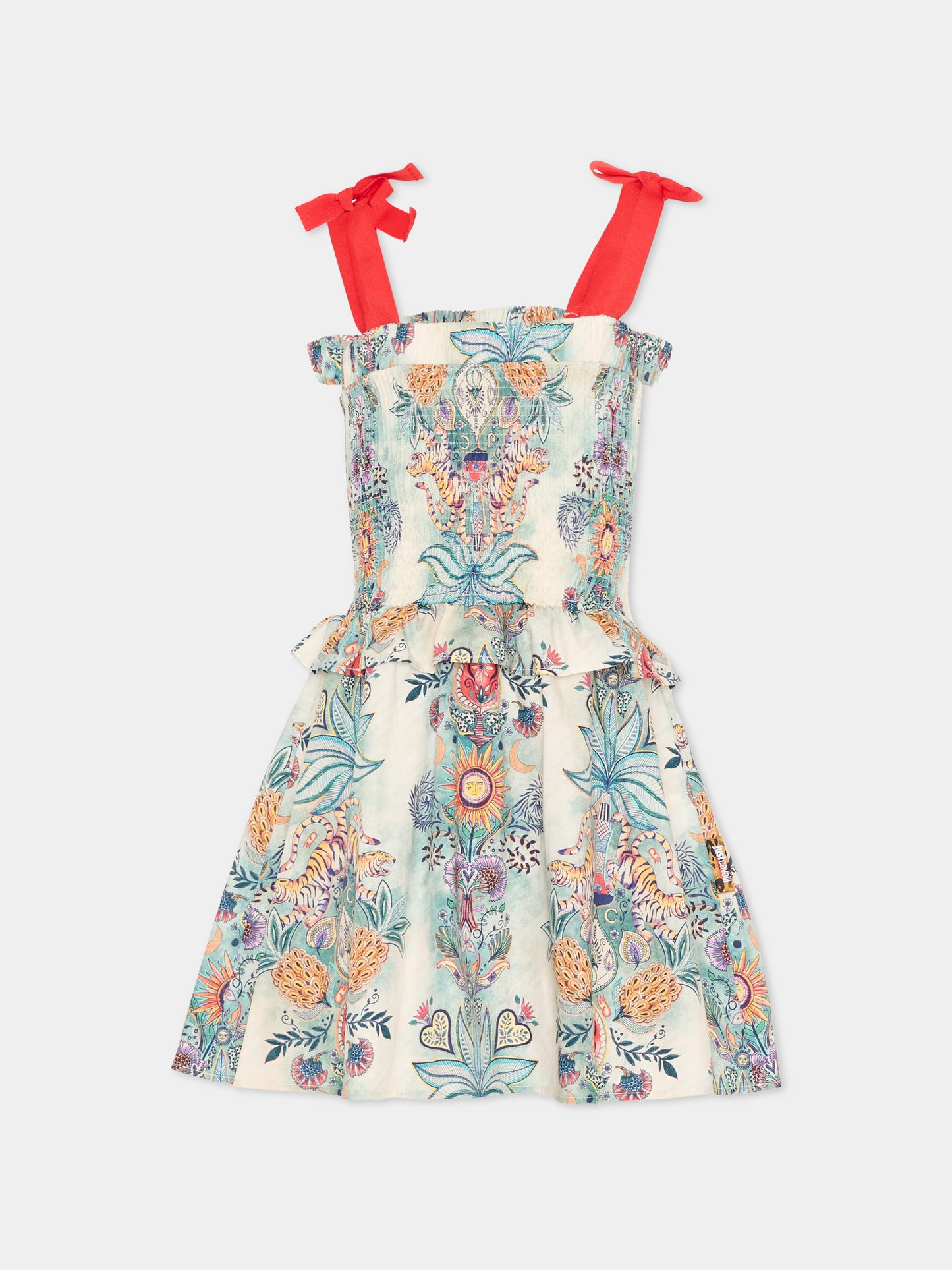 Vestito multicolor per bambina con stampa tropicale,Just Cavalli Kids,JGP26120VE TROPICAL GARDEN