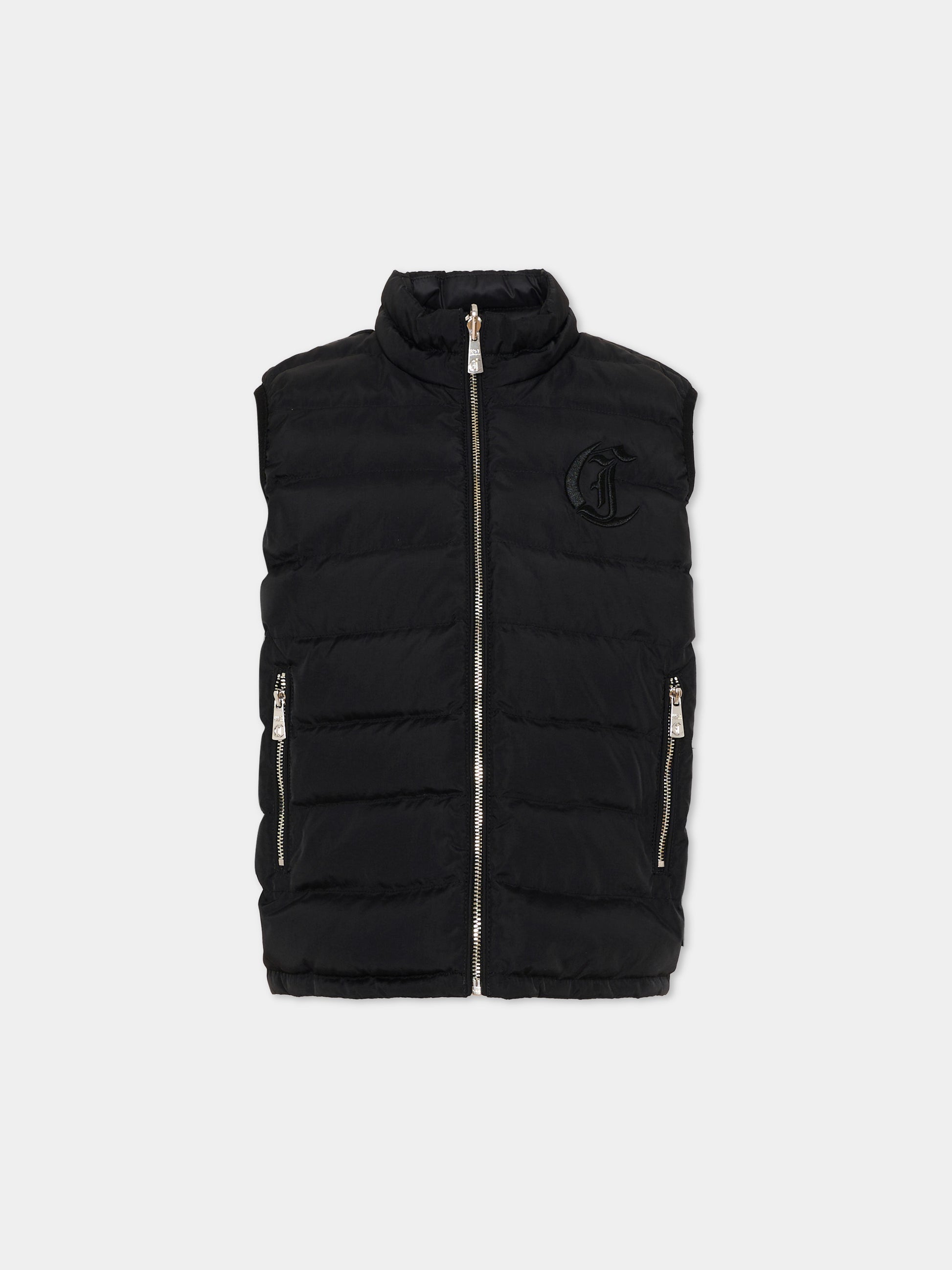 Gilet nero reversibile per bambino con logo,Just Cavalli Kids,JIP26040PI BLACK