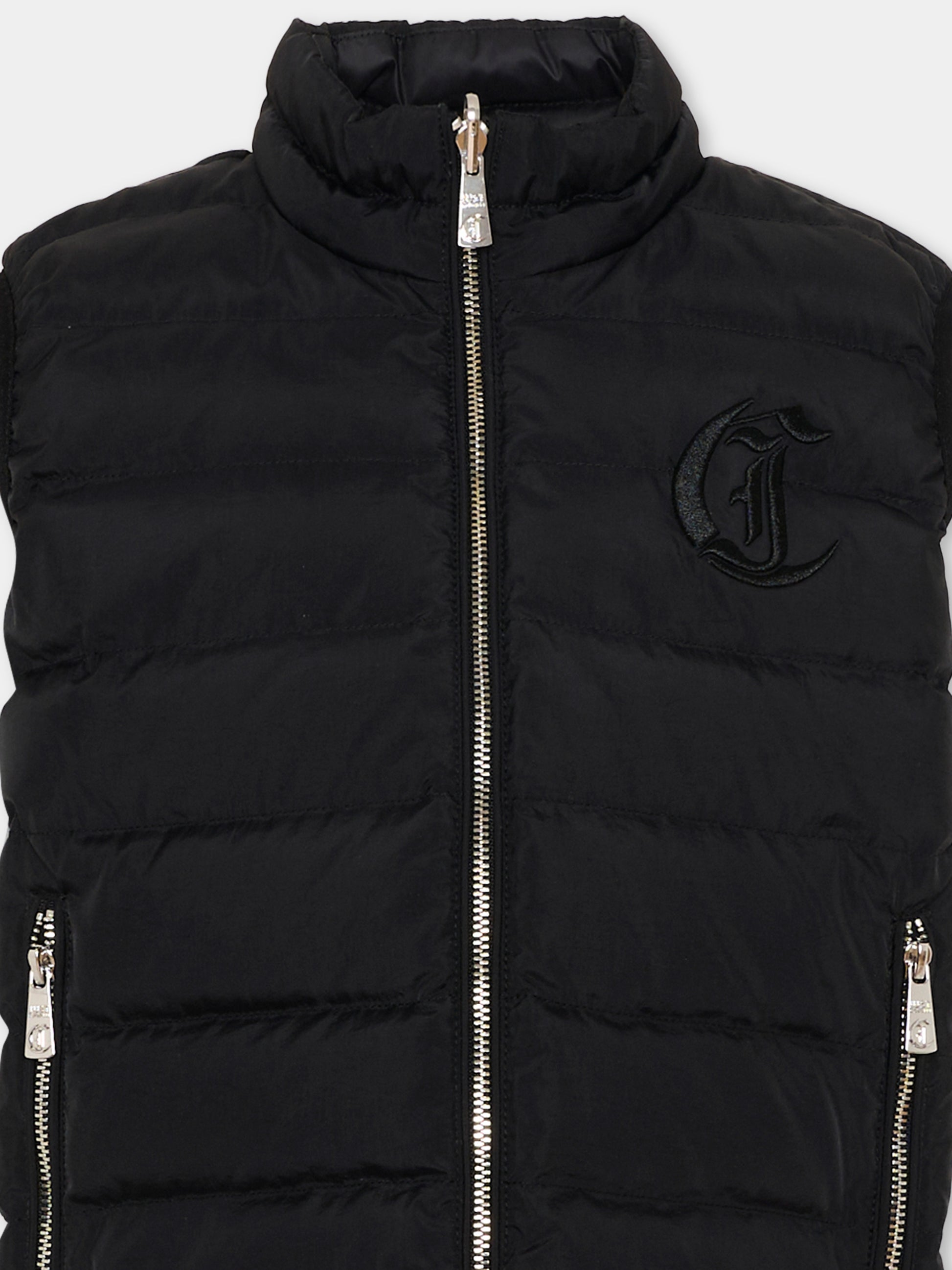 Gilet nero reversibile per bambino con logo,Just Cavalli Kids,JIP26040PI BLACK