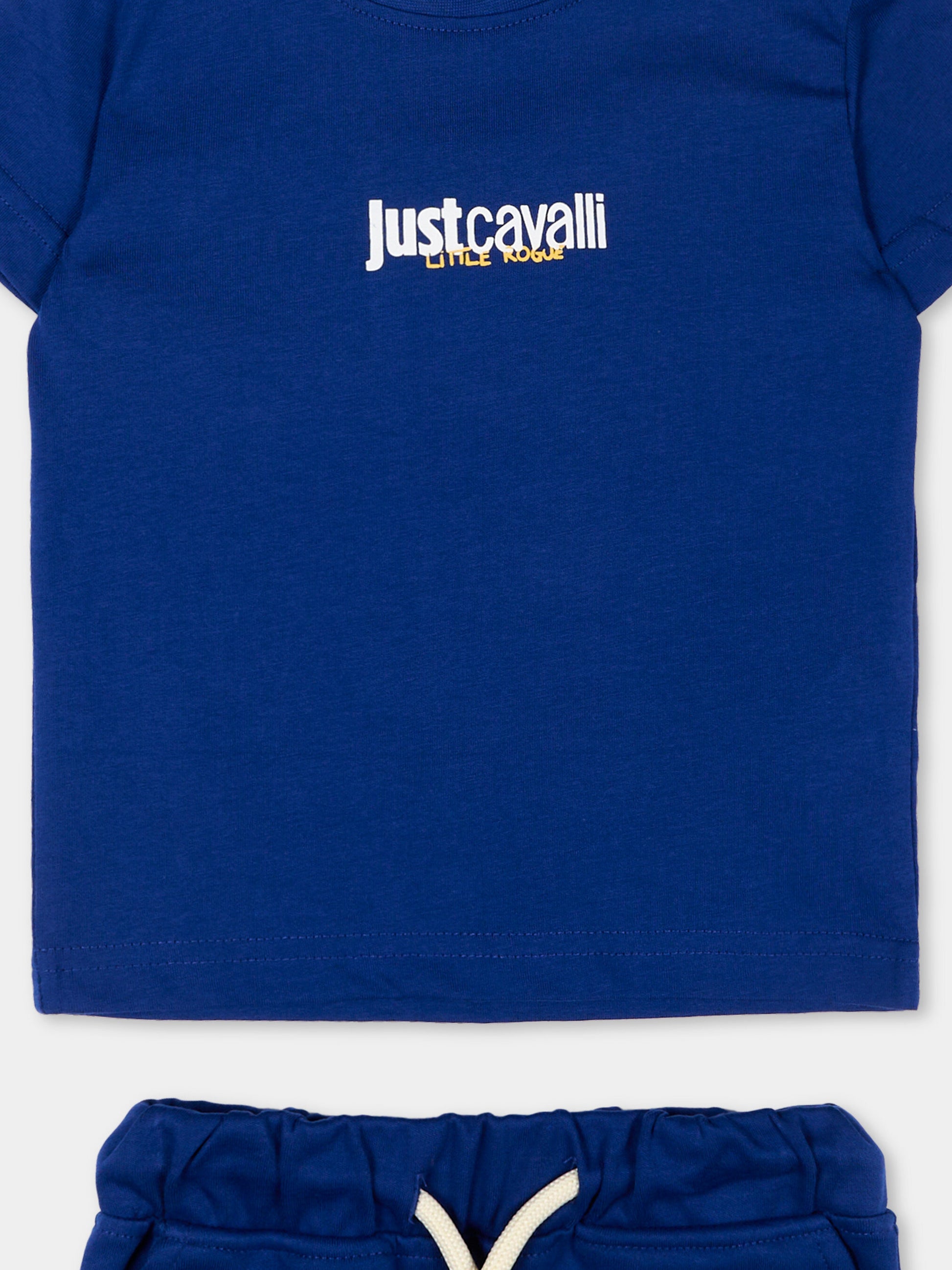 Completo sportivo blu per neonato con logo,Just Cavalli Kids,JIP26044CJ BLUE MAZARINE