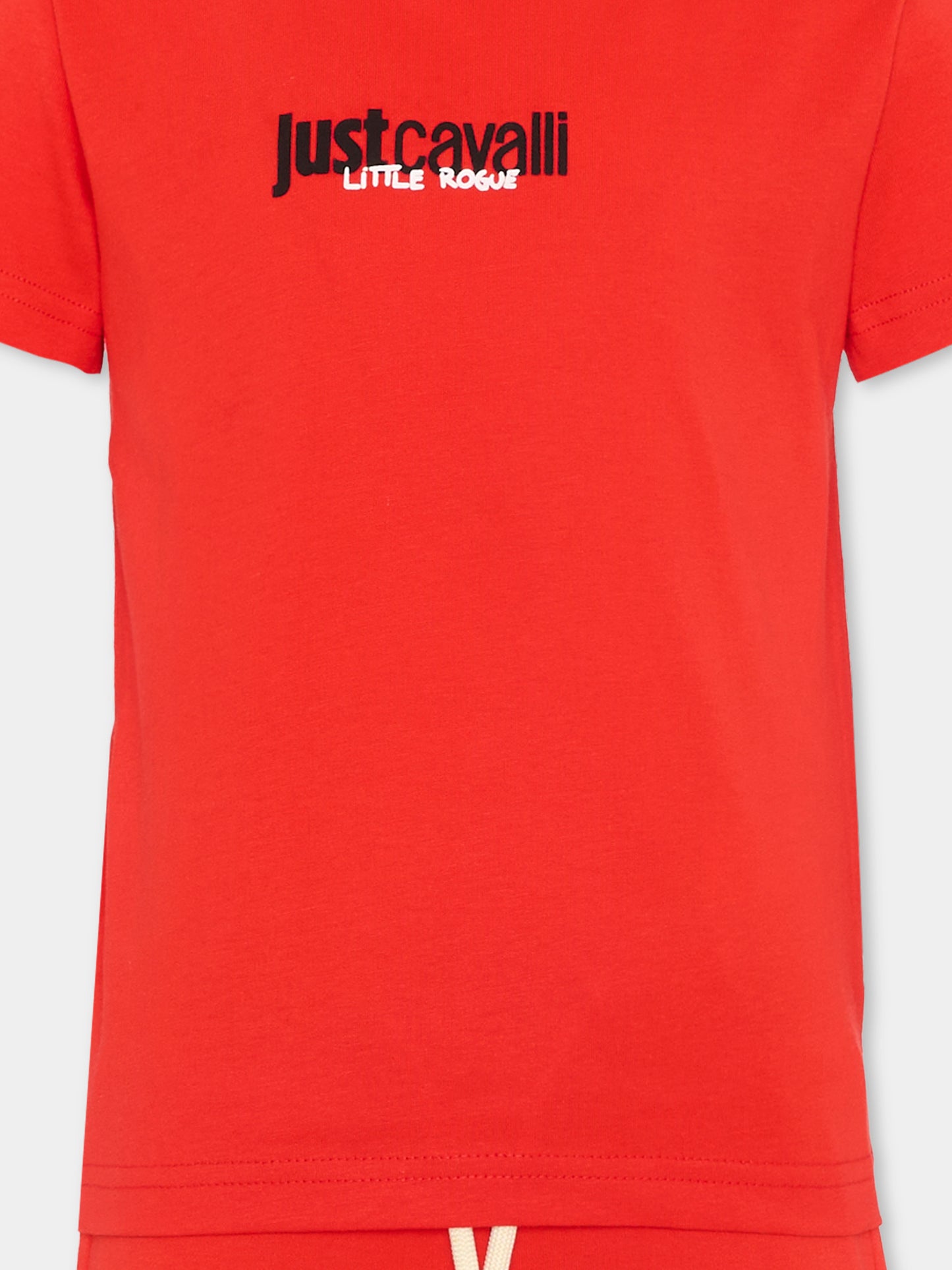 Completo sportivo rosso per bambino con logo,Just Cavalli Kids,JIP26044CJ RED FLAME SCARLAT