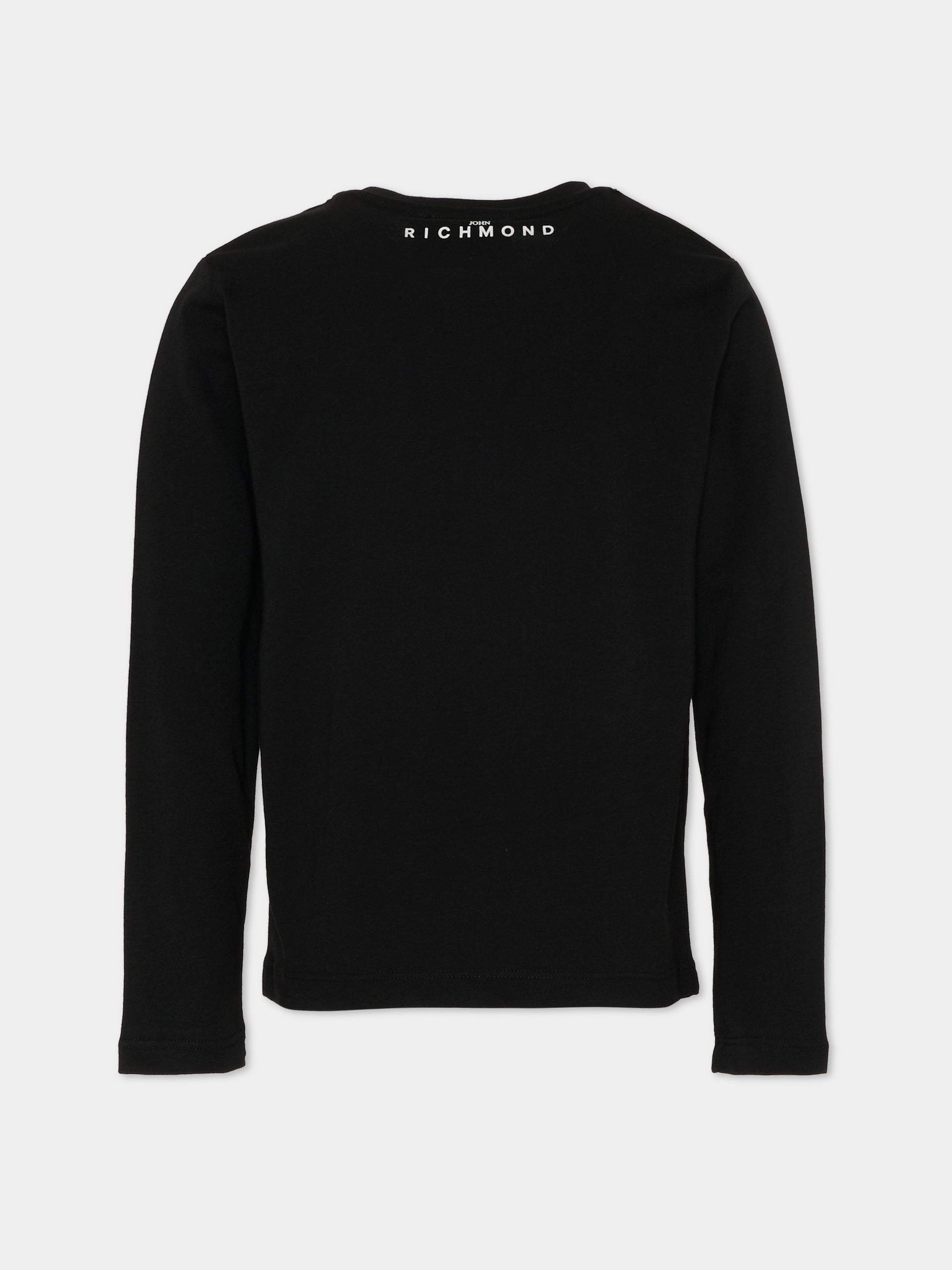 T-Shirt a manica lunga nera per bambini con logo,Richmond,RBP26021TS BLACK