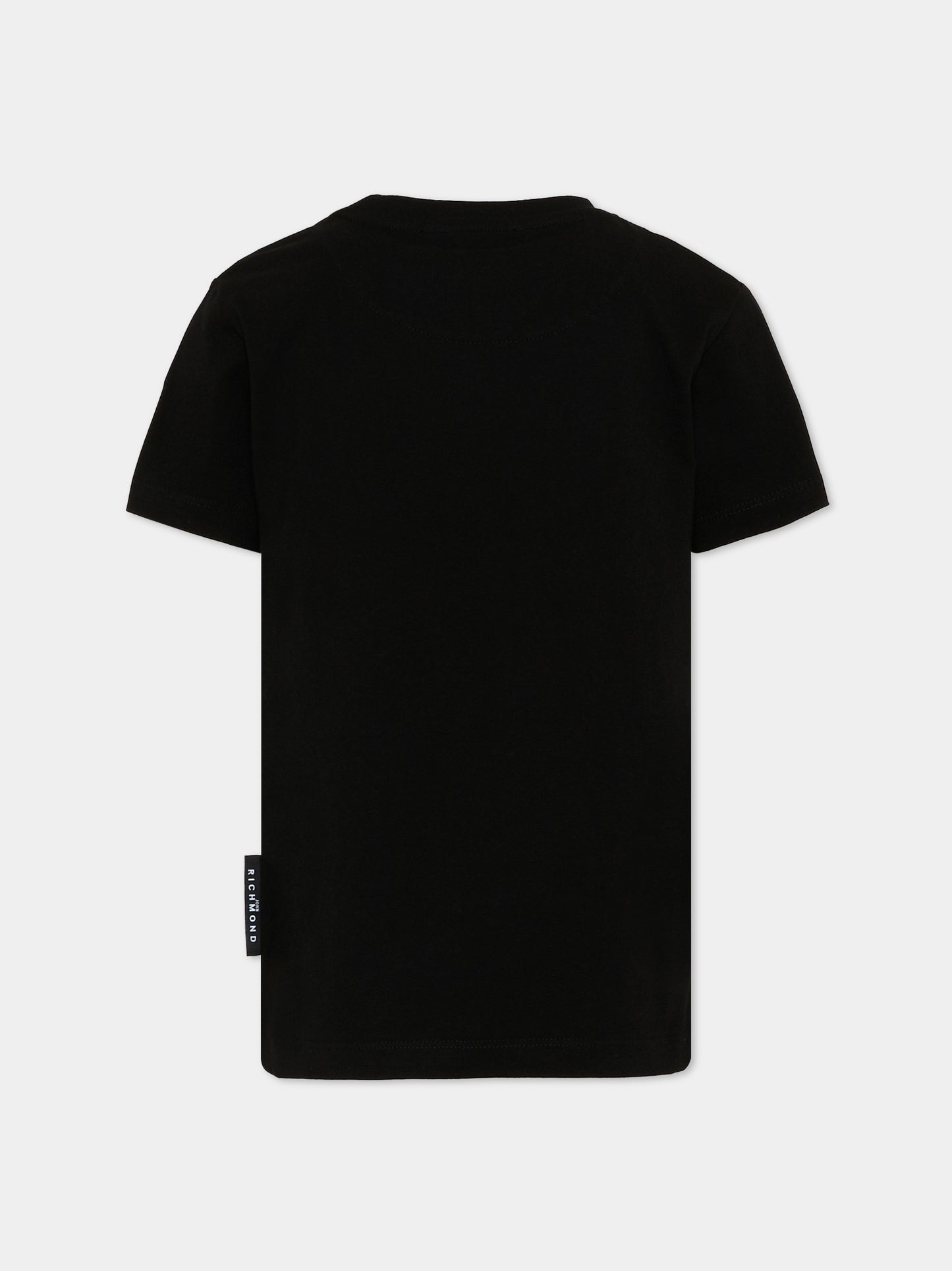 T-Shirt nera per bambini con logo multicolor,Richmond,RBP26044TS BLACK