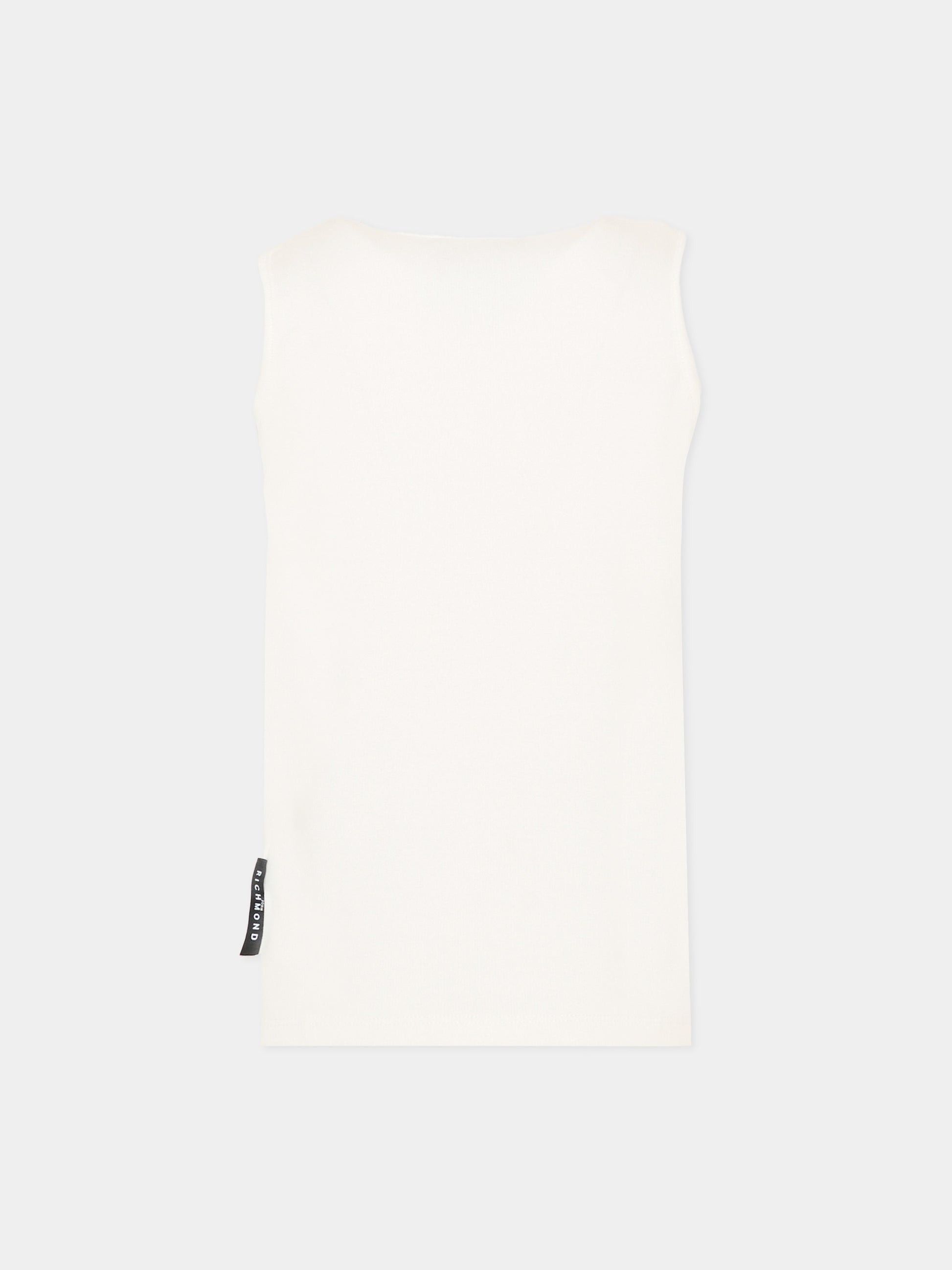 Canotta avorio per bambina con logo,Richmond,RGP26004CN OFF-WHITE