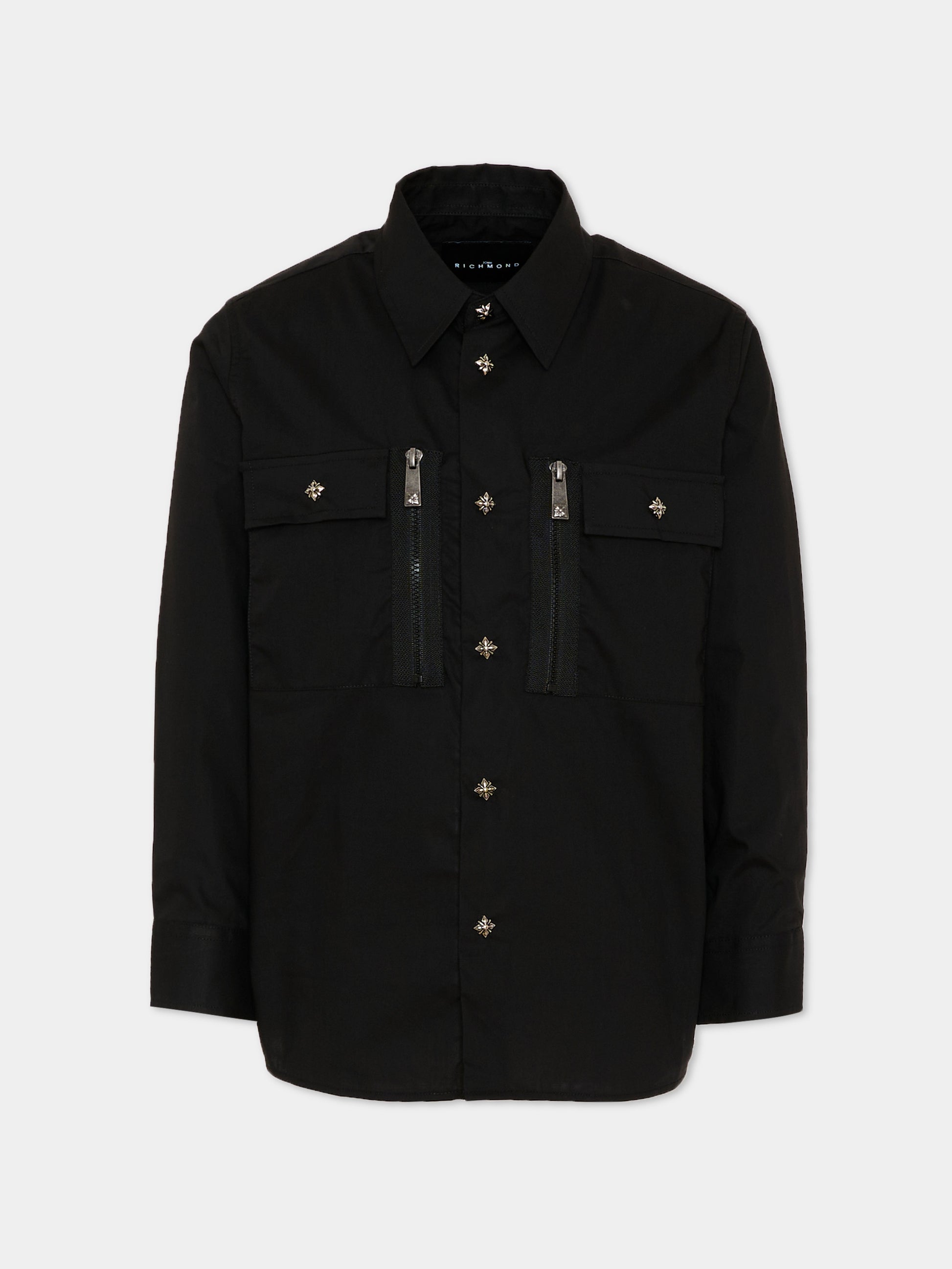 Camicia nera per bambino con zip,Richmond,RBP26009CA BLACK