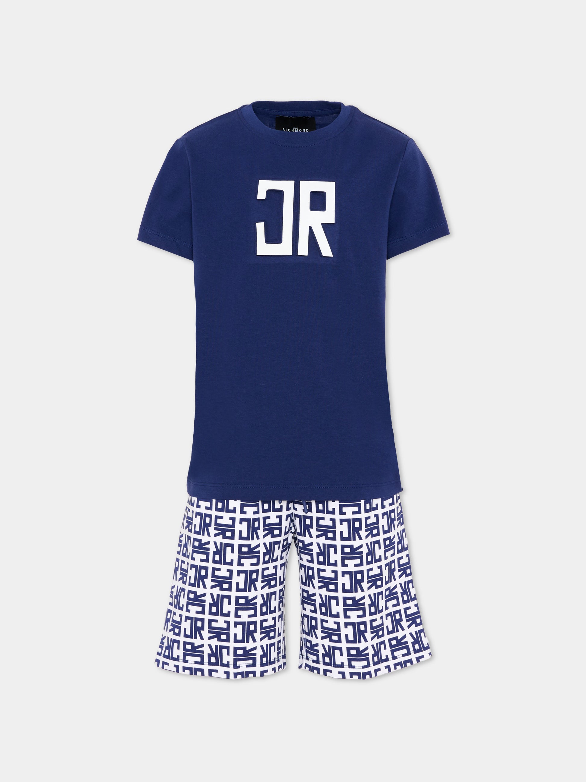 Completo sportivo blu per bambino con monogram,Richmond,RBP26004CJ BLUE BEACON