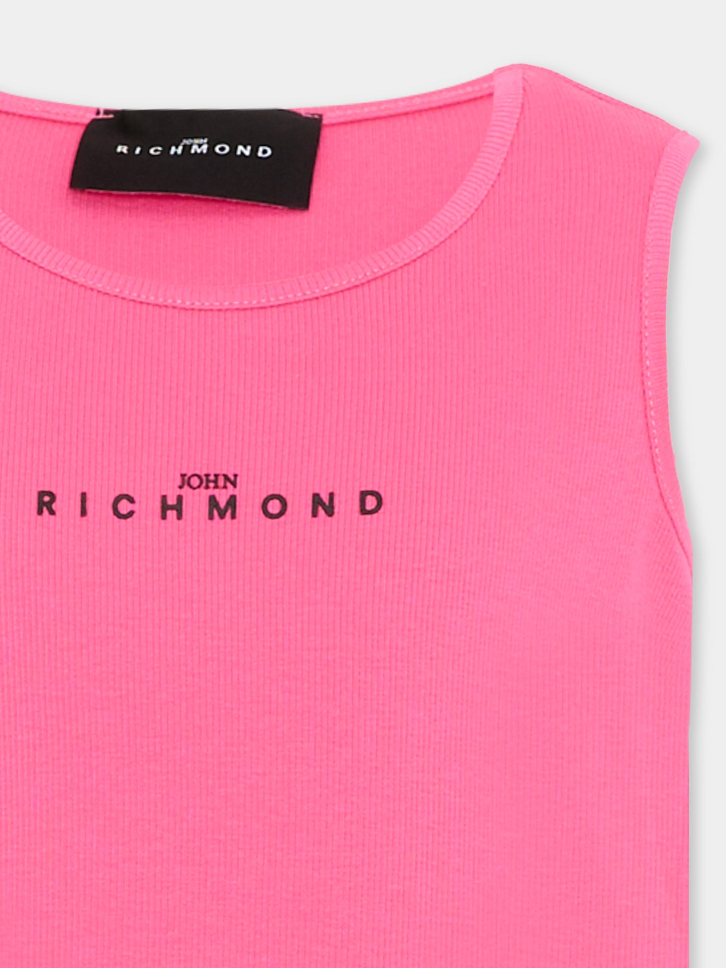 Canotta fucsia per bambina con logo,Richmond,RGP26004CN FUCHSIA PURPLE