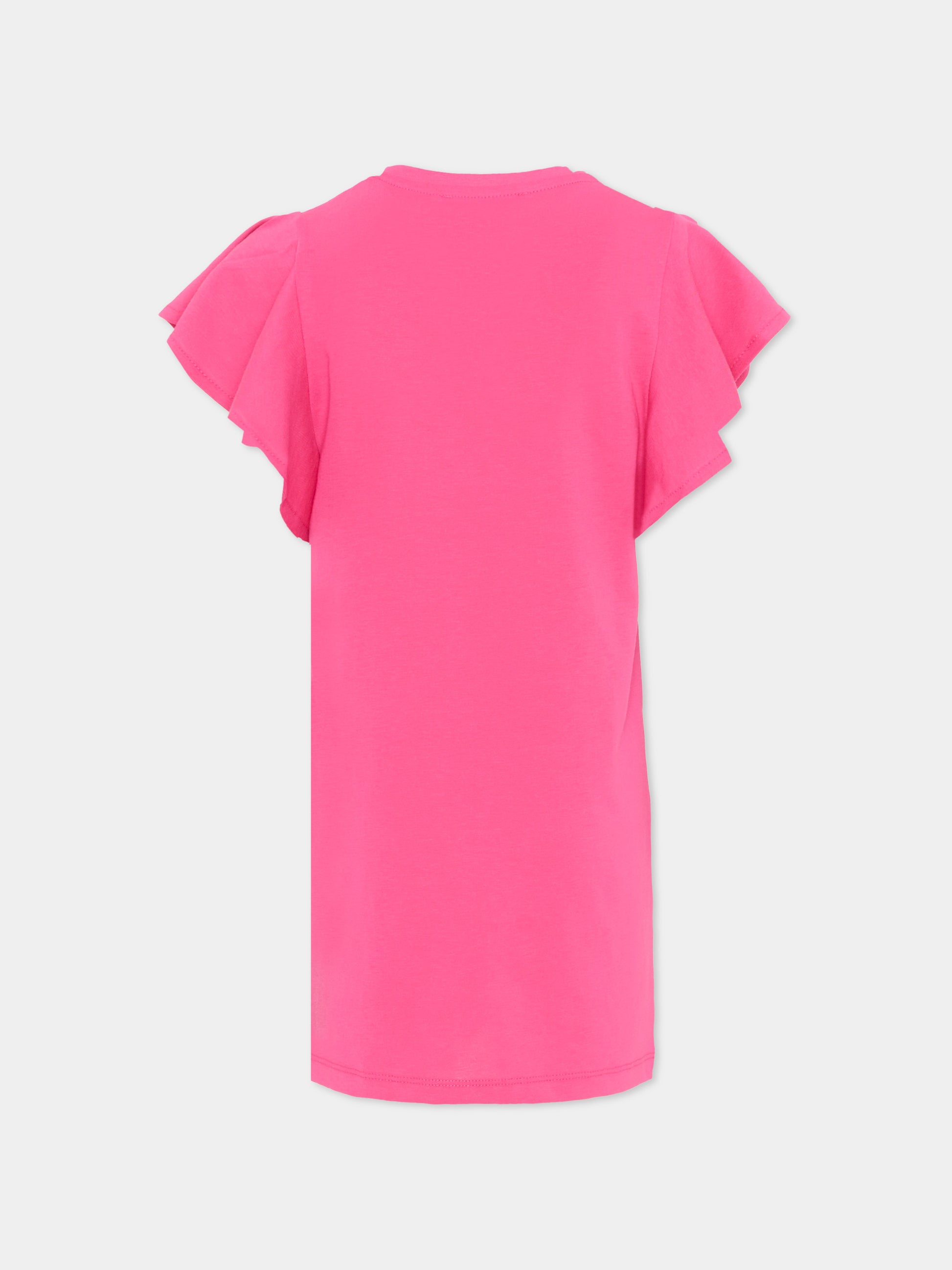 Vestito fucsia per bambina con logo glitter,Richmond,RGP26023VE FUCHSIA PURPLE