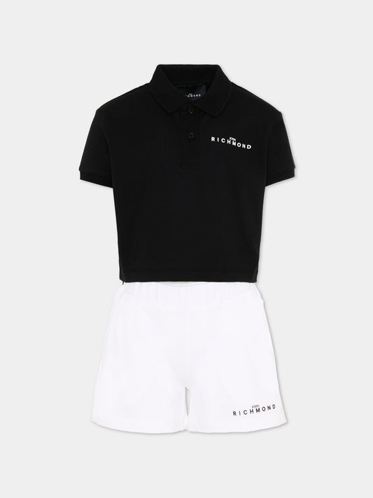 Completo sportivo nero per bambina con logo,Richmond,RGP26028CE BLACK