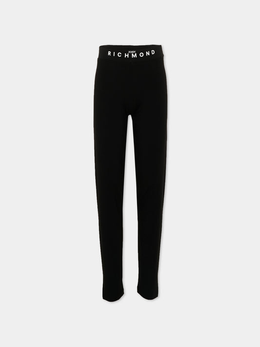 Leggings neri per bambina con logo,Richmond,RGP26201LE BLACK