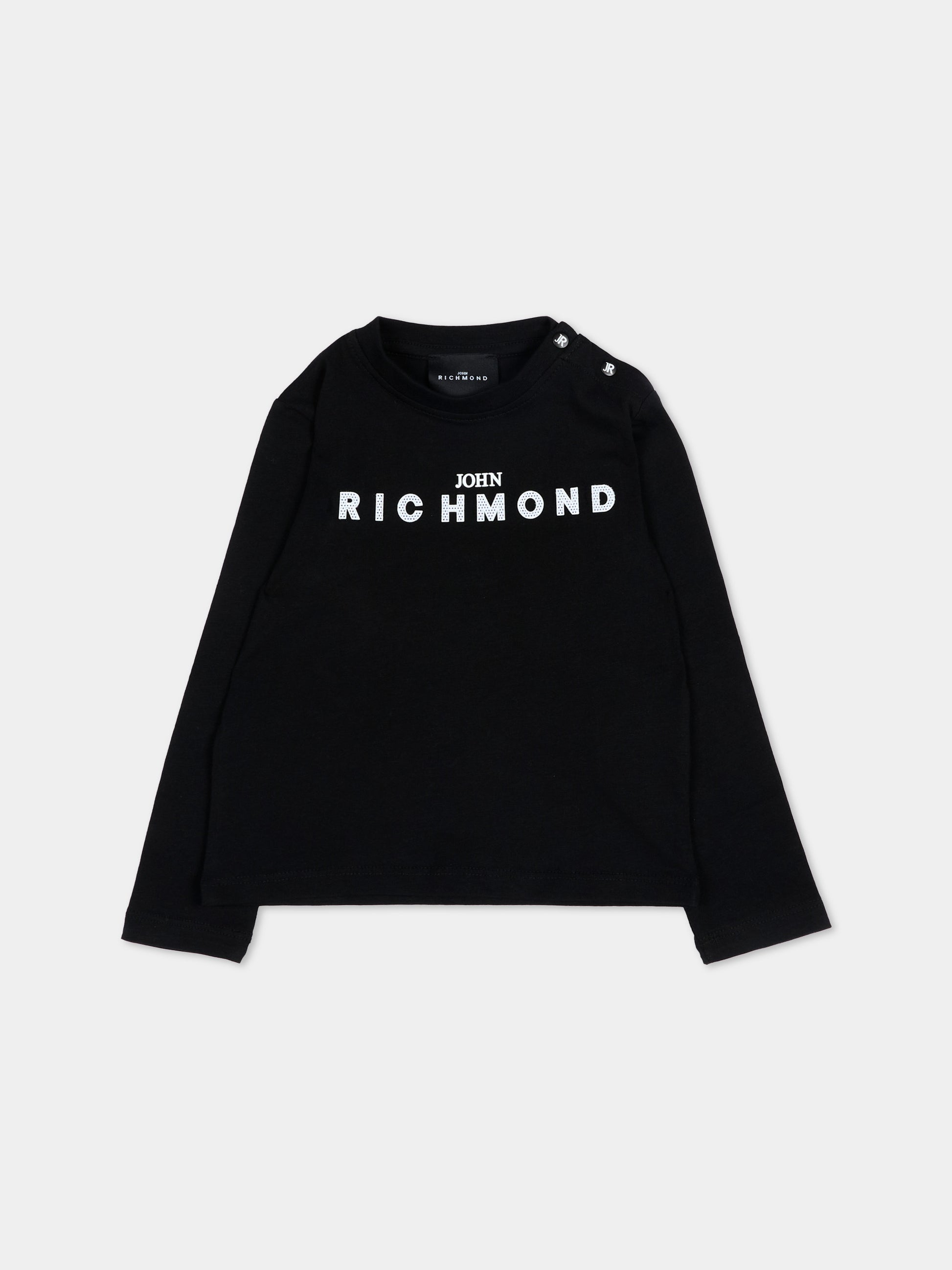 T-Shirt a manica lunga nera per neonato con logo,Richmond,RIP26009TS BLACK